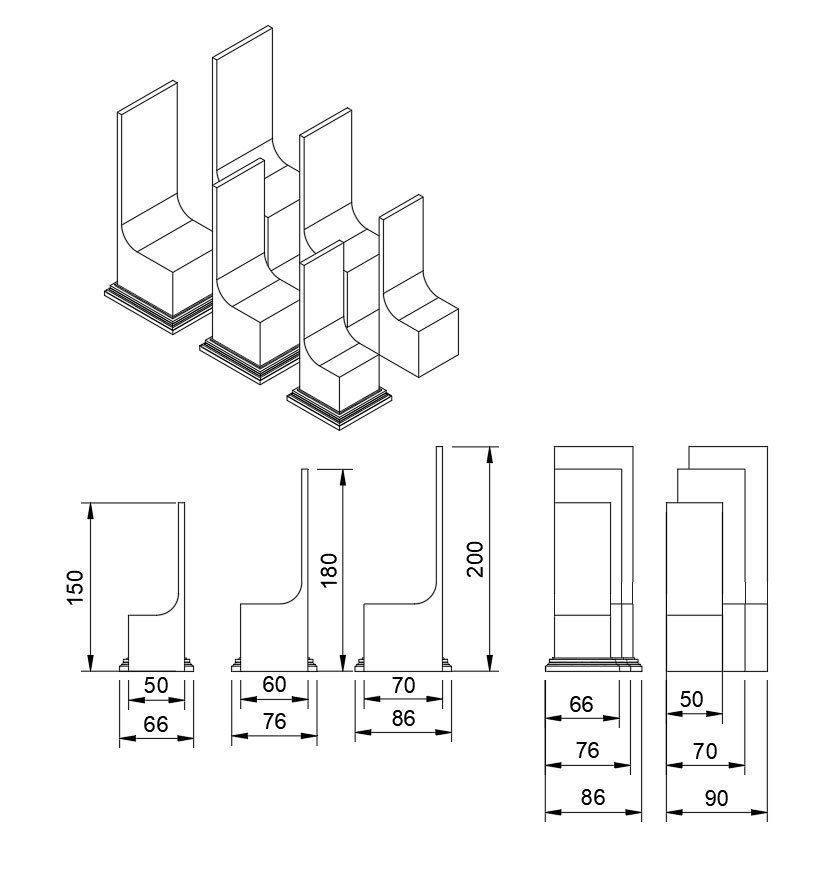 Display plinths with backdrop 3D print model_1