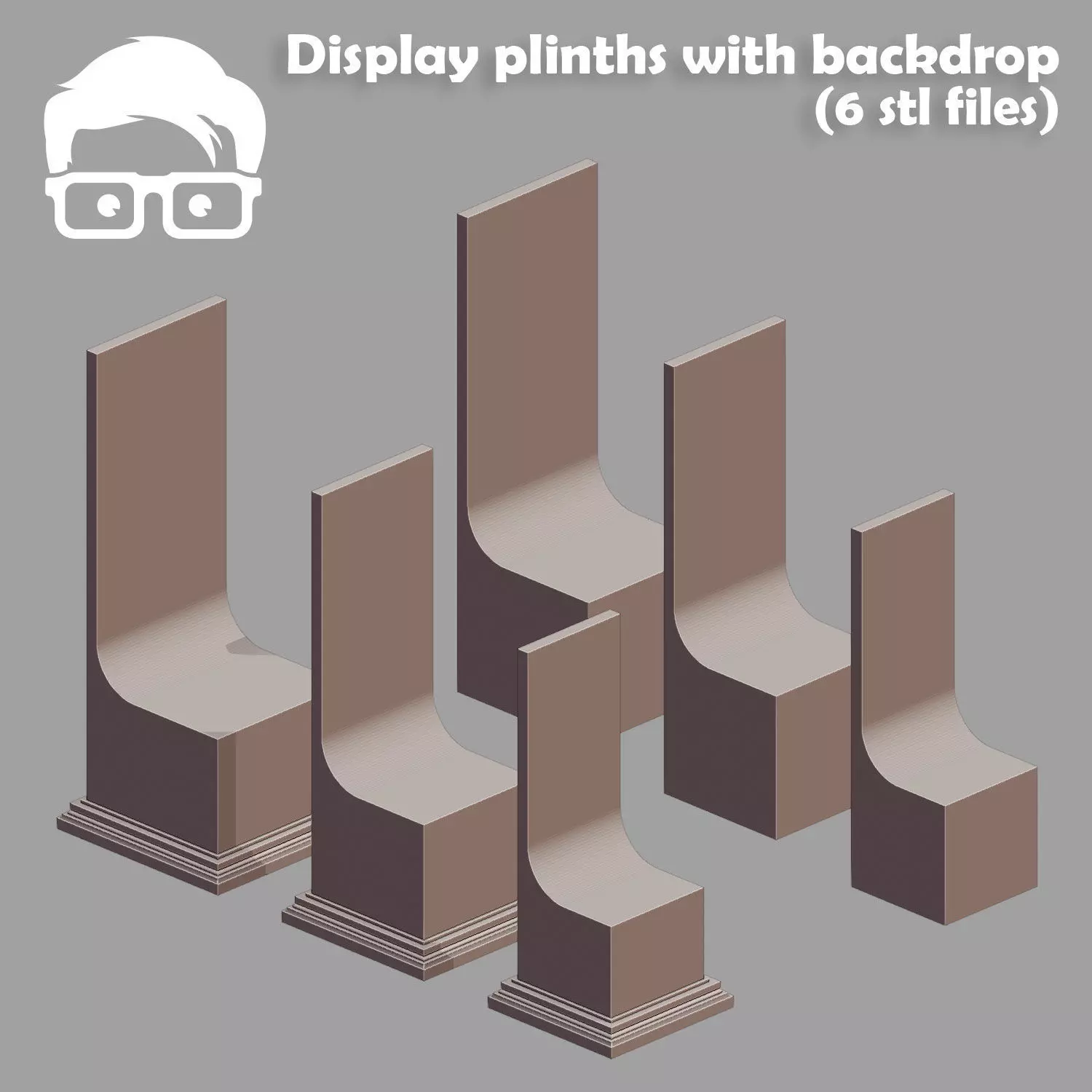 Display plinths with backdrop 3D print model_0