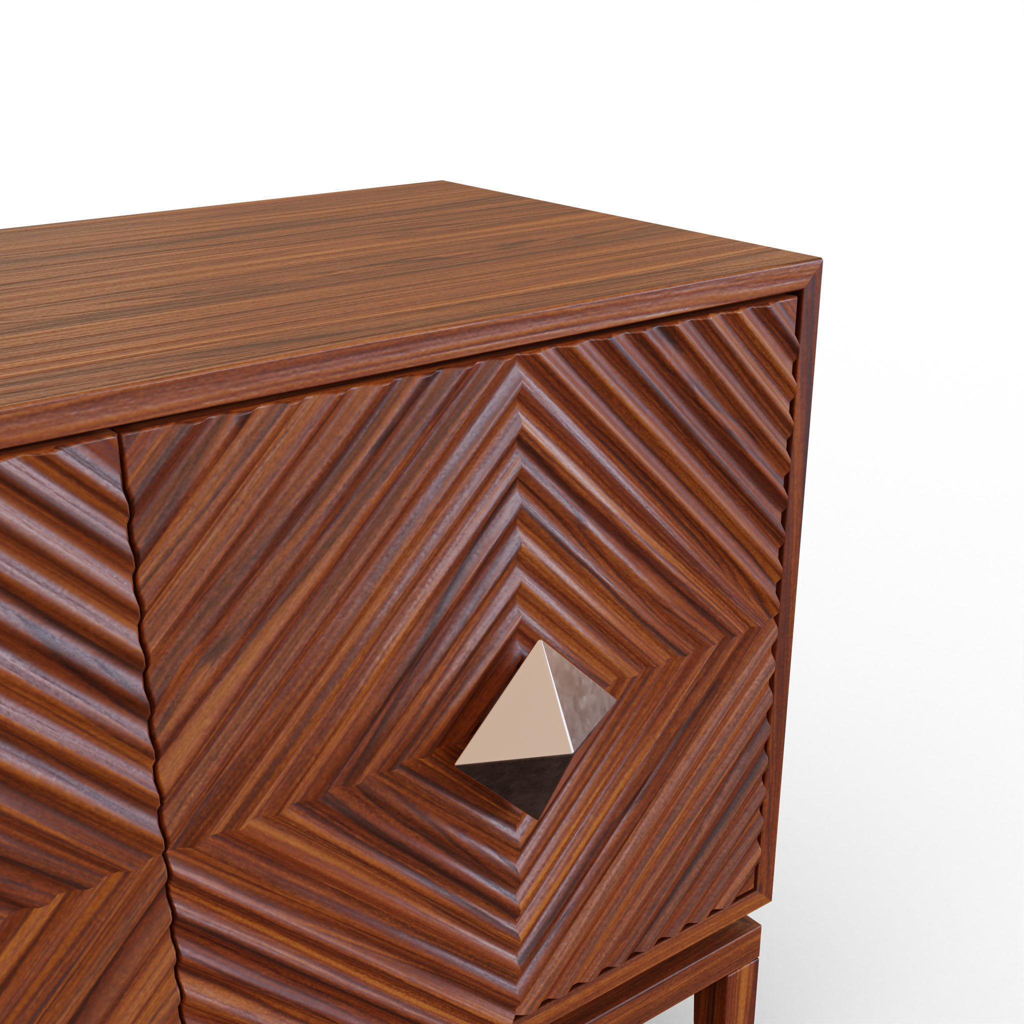 Modern Wooden Cabinet Low-poly 3D model_2