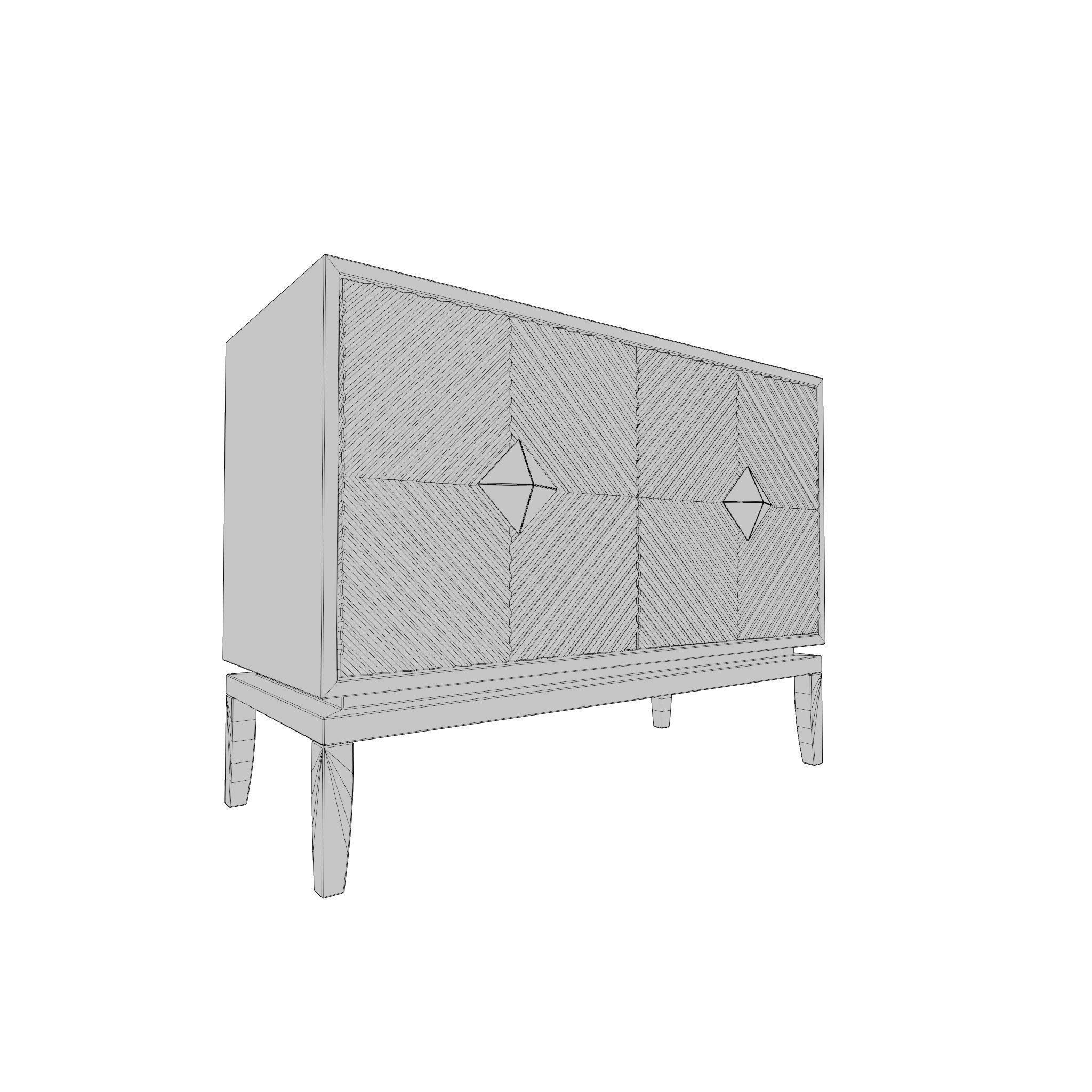 Modern Wooden Cabinet Low-poly 3D model_5