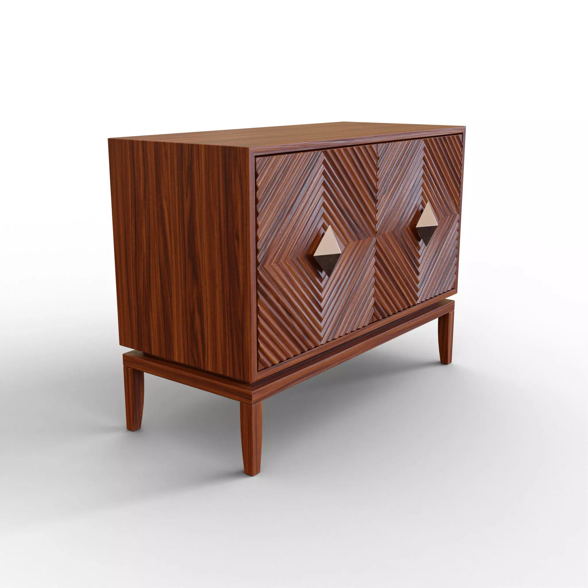 Modern Wooden Cabinet Low-poly 3D model_0