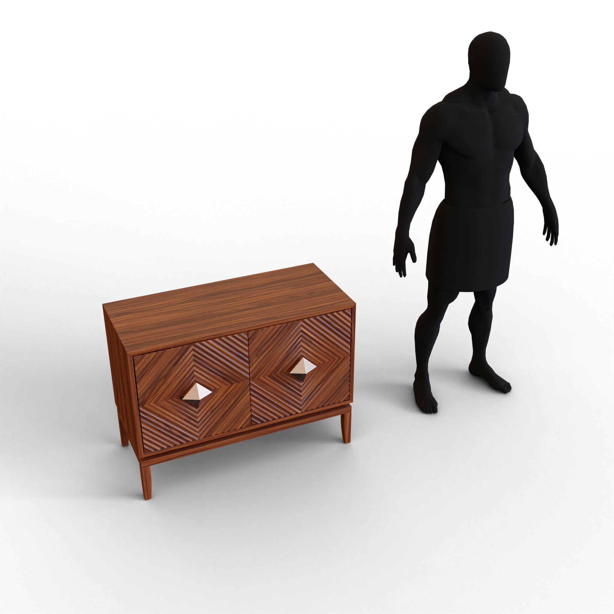 Modern Wooden Cabinet Low-poly 3D model_4