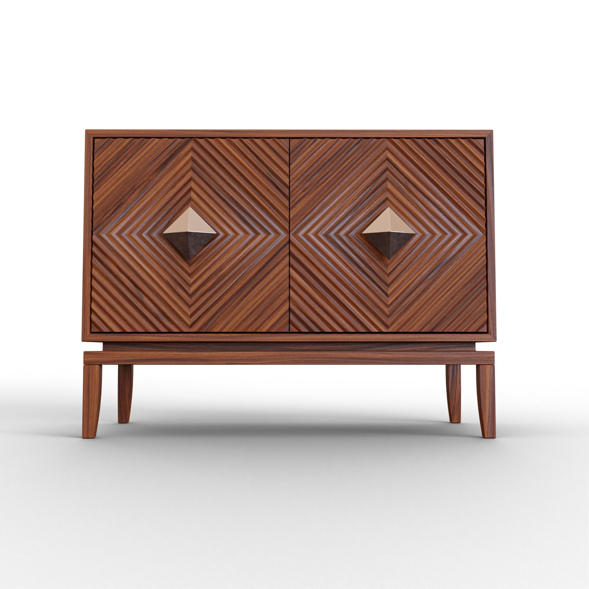 Modern Wooden Cabinet Low-poly 3D model_3