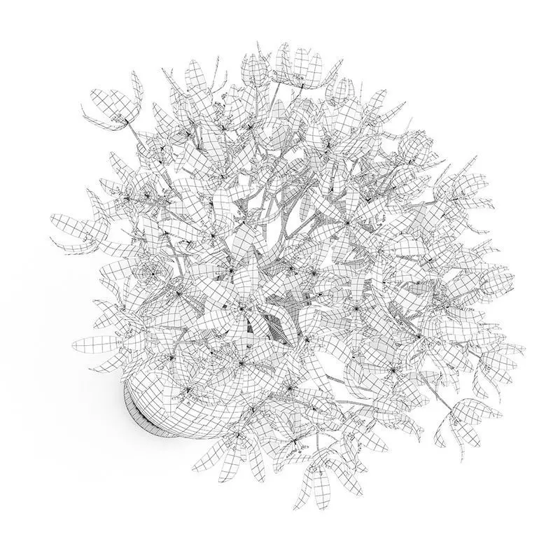 Blue Flowers in White Vase 3D model