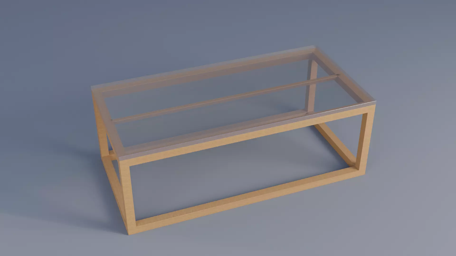 Glass Wood Table Low-poly 3D model_0