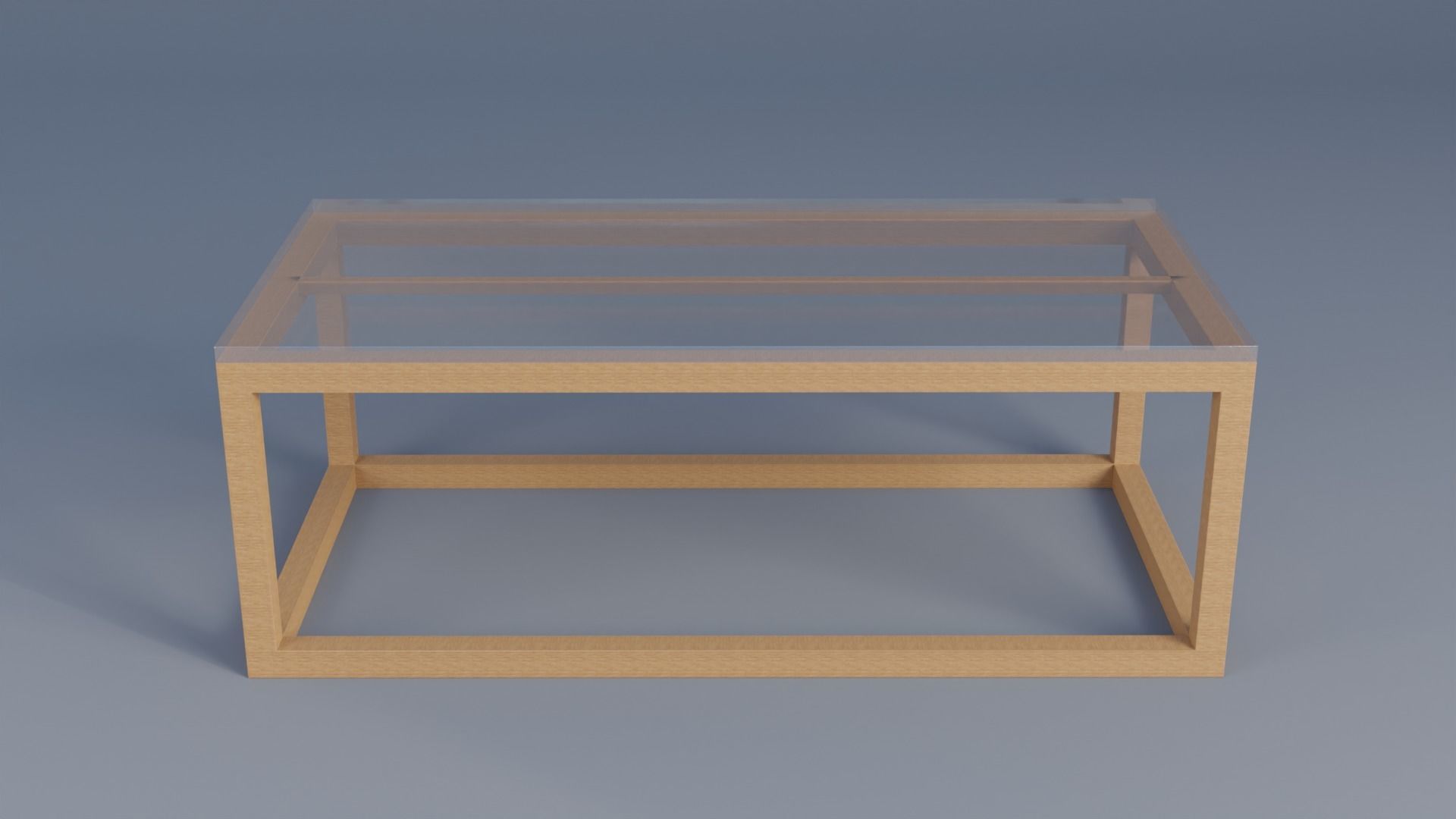 Glass Wood Table Low-poly 3D model_2