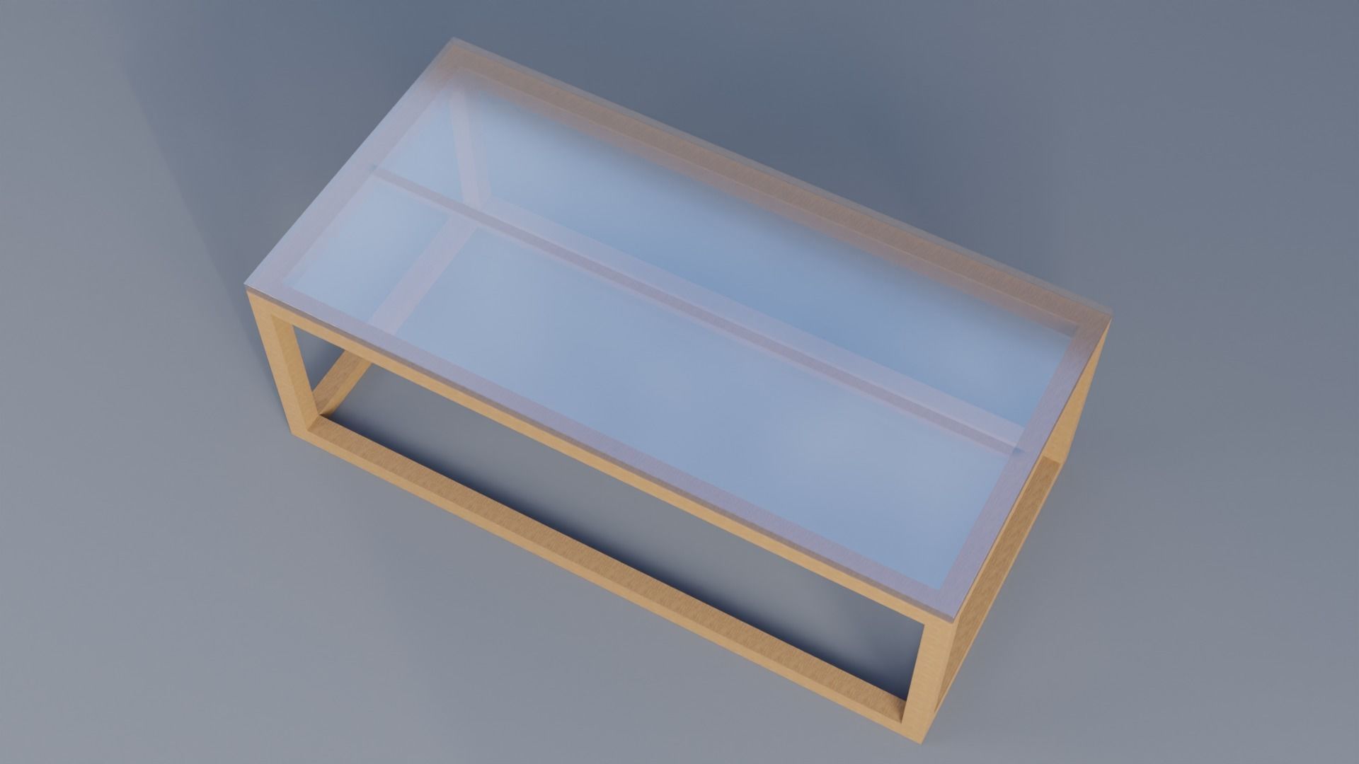 Glass Wood Table Low-poly 3D model_1