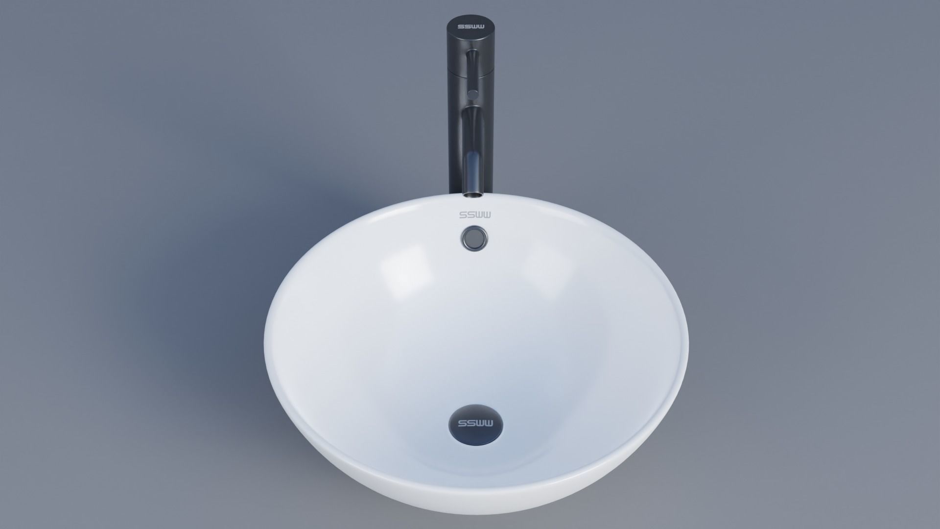 Wall-mount Bathroom Sink Low-poly 3D model_2