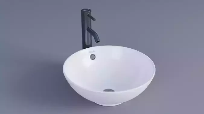 Wall-mount Bathroom Sink Low-poly 3D model