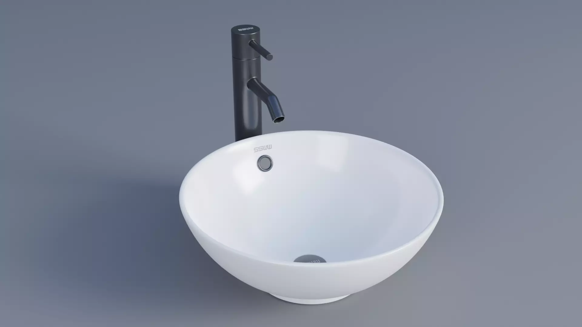 Wall-mount Bathroom Sink Low-poly 3D model_0