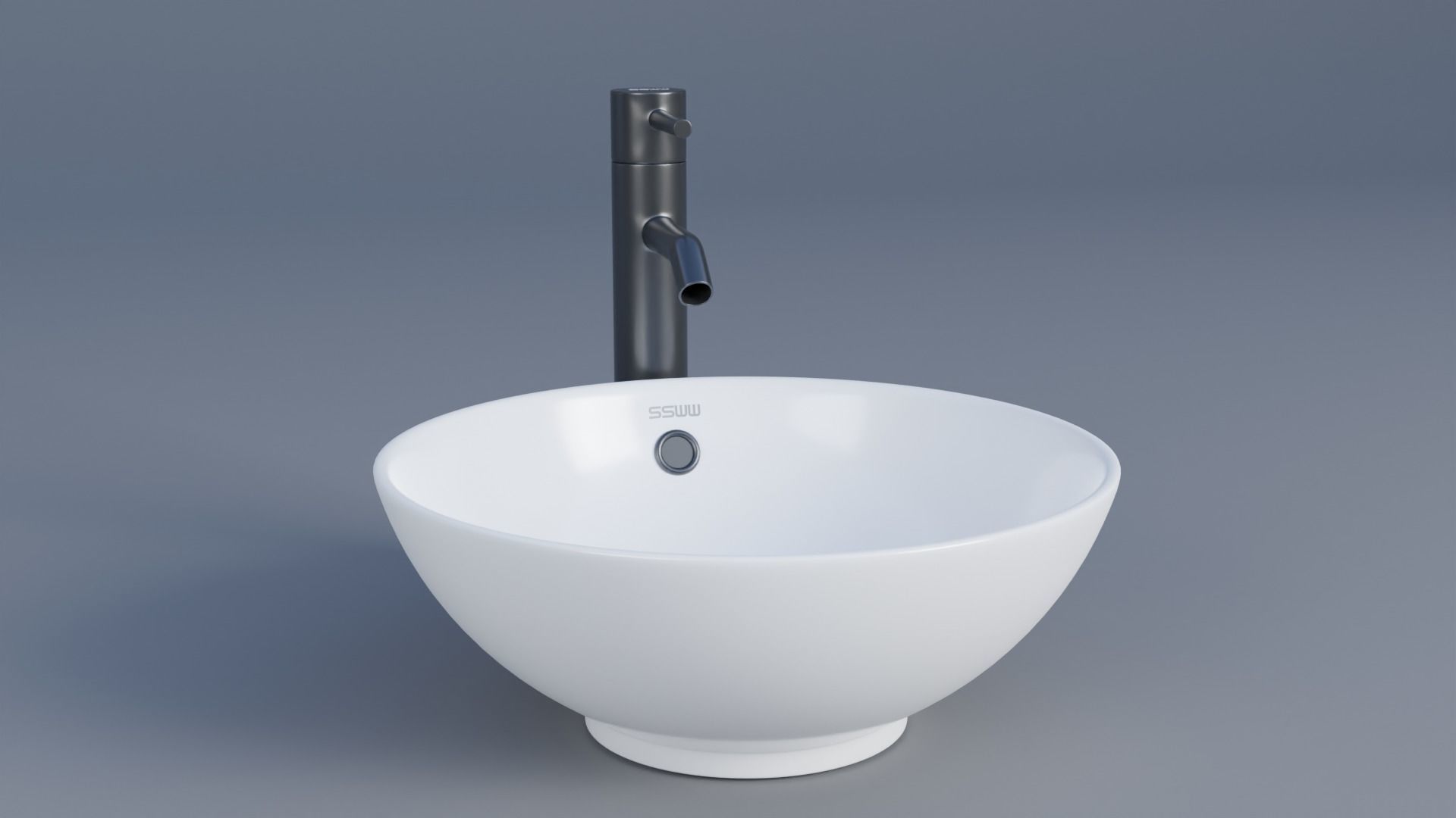 Wall-mount Bathroom Sink Low-poly 3D model_3