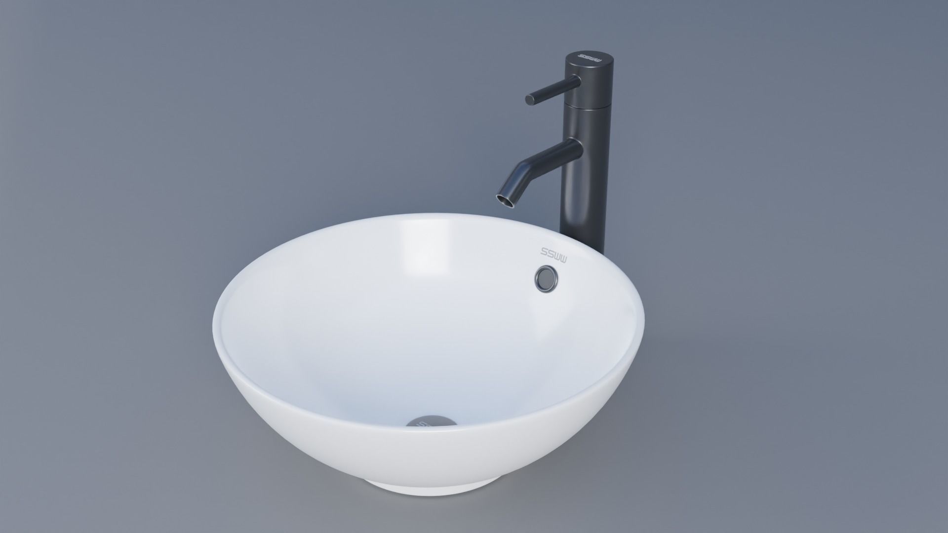 Wall-mount Bathroom Sink Low-poly 3D model_1