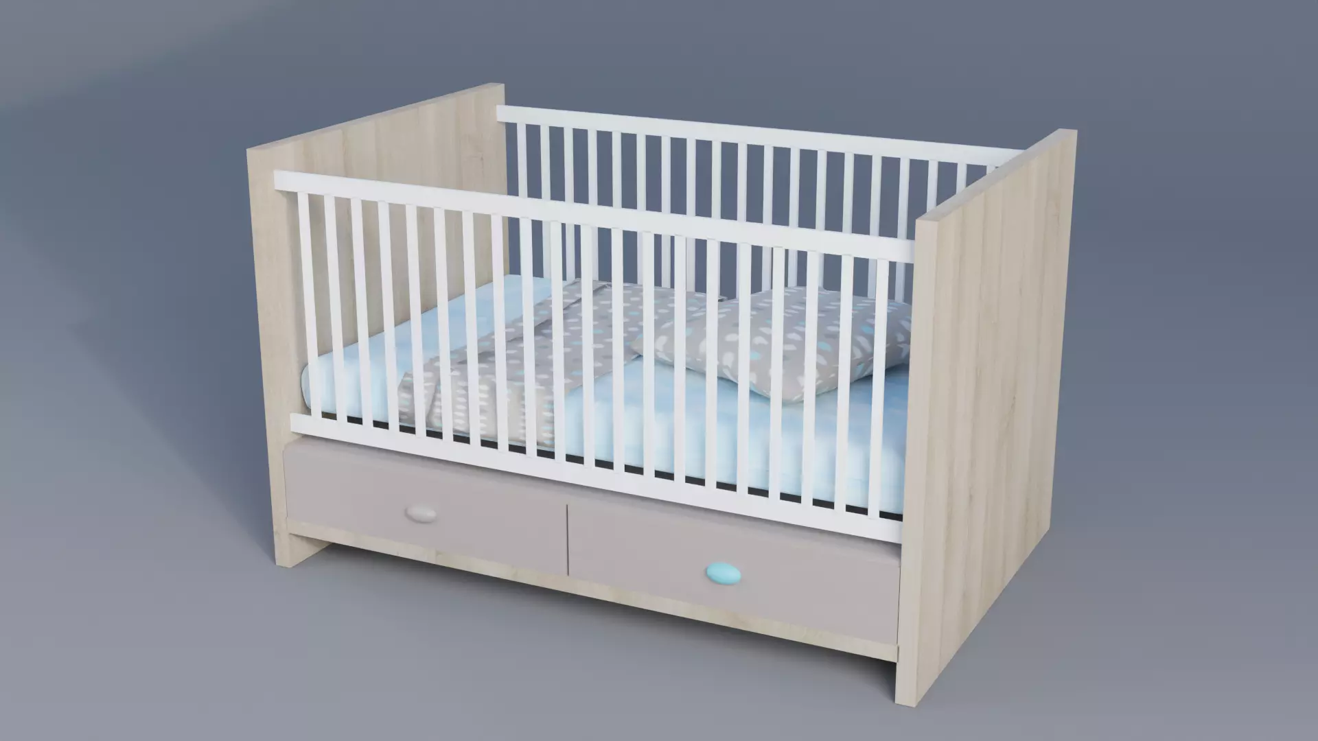 Hudson Crib Low-poly 3D model_0