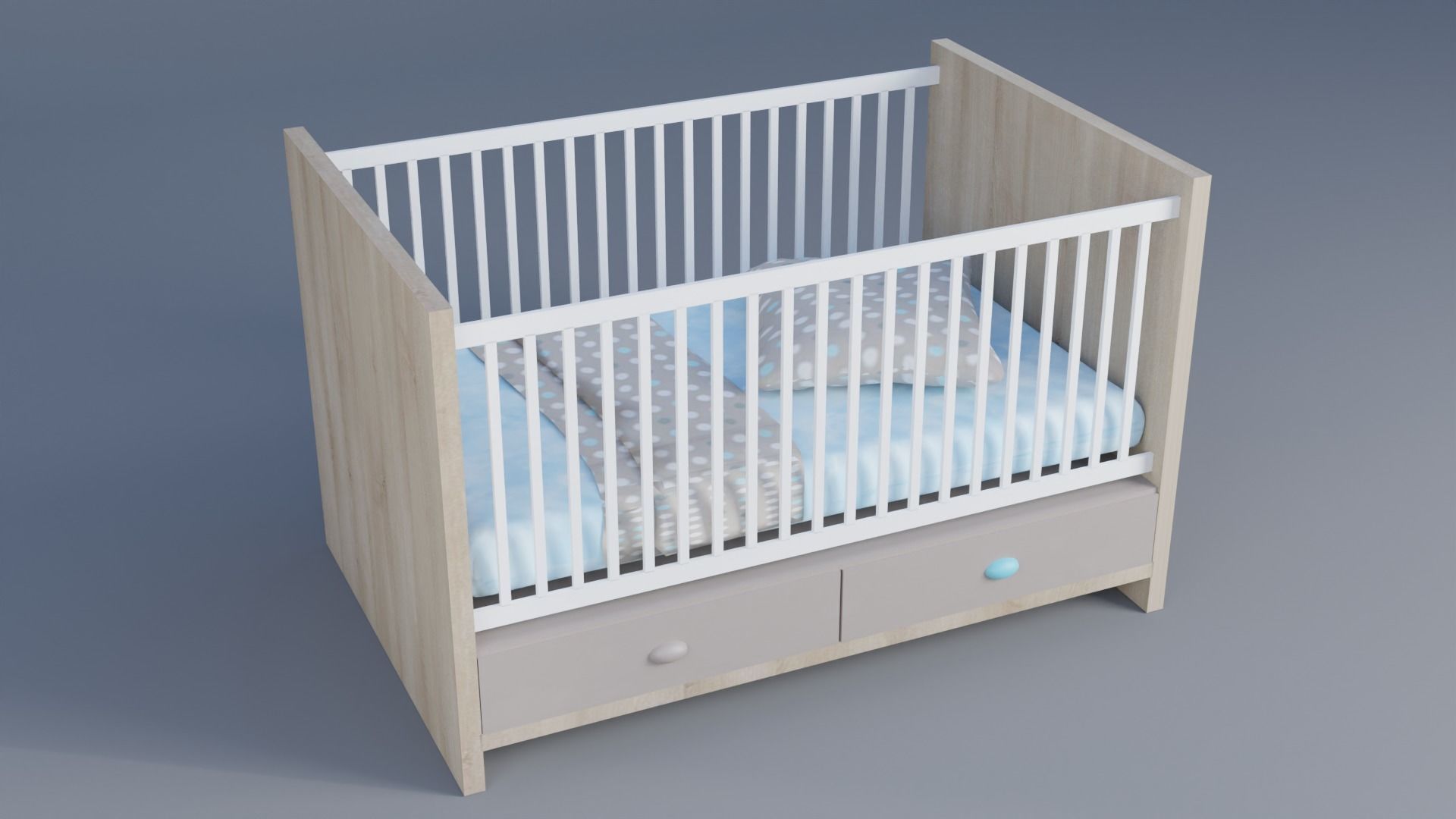 Hudson Crib Low-poly 3D model_1