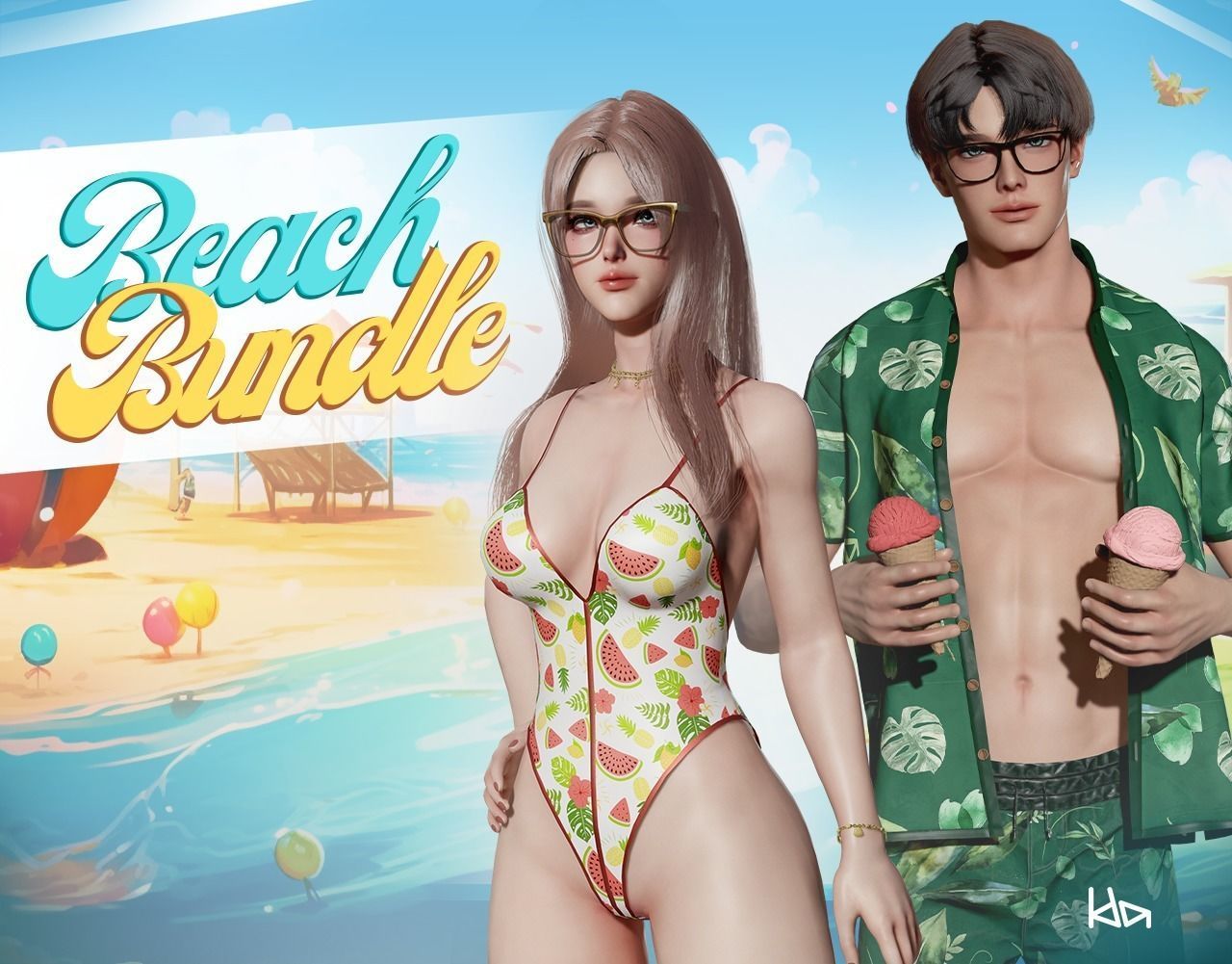 Beach Bundle Boys and Girls - Game Ready 3D Model Collection_0