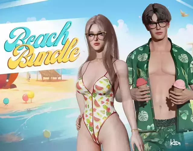 Beach Bundle Boys and Girls - Game Ready 3D Model Collection