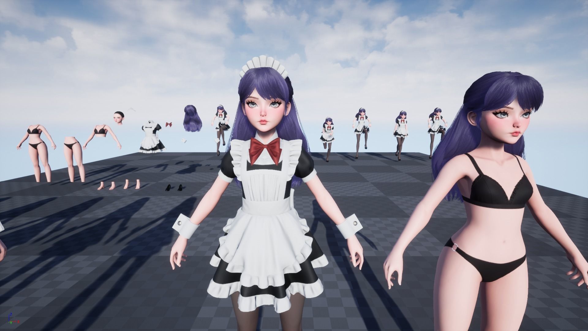 Cute Maid Low-poly 3D model_16