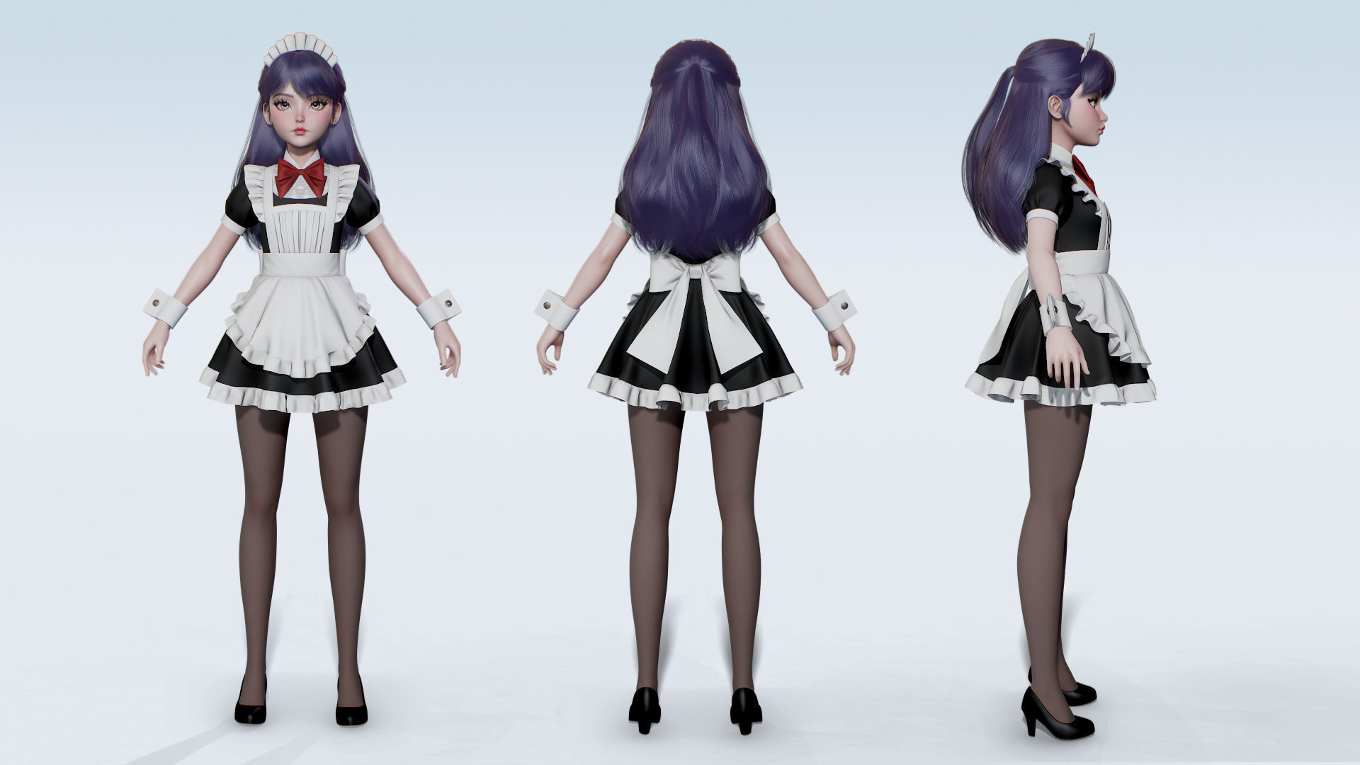 Cute Maid Low-poly 3D model_13