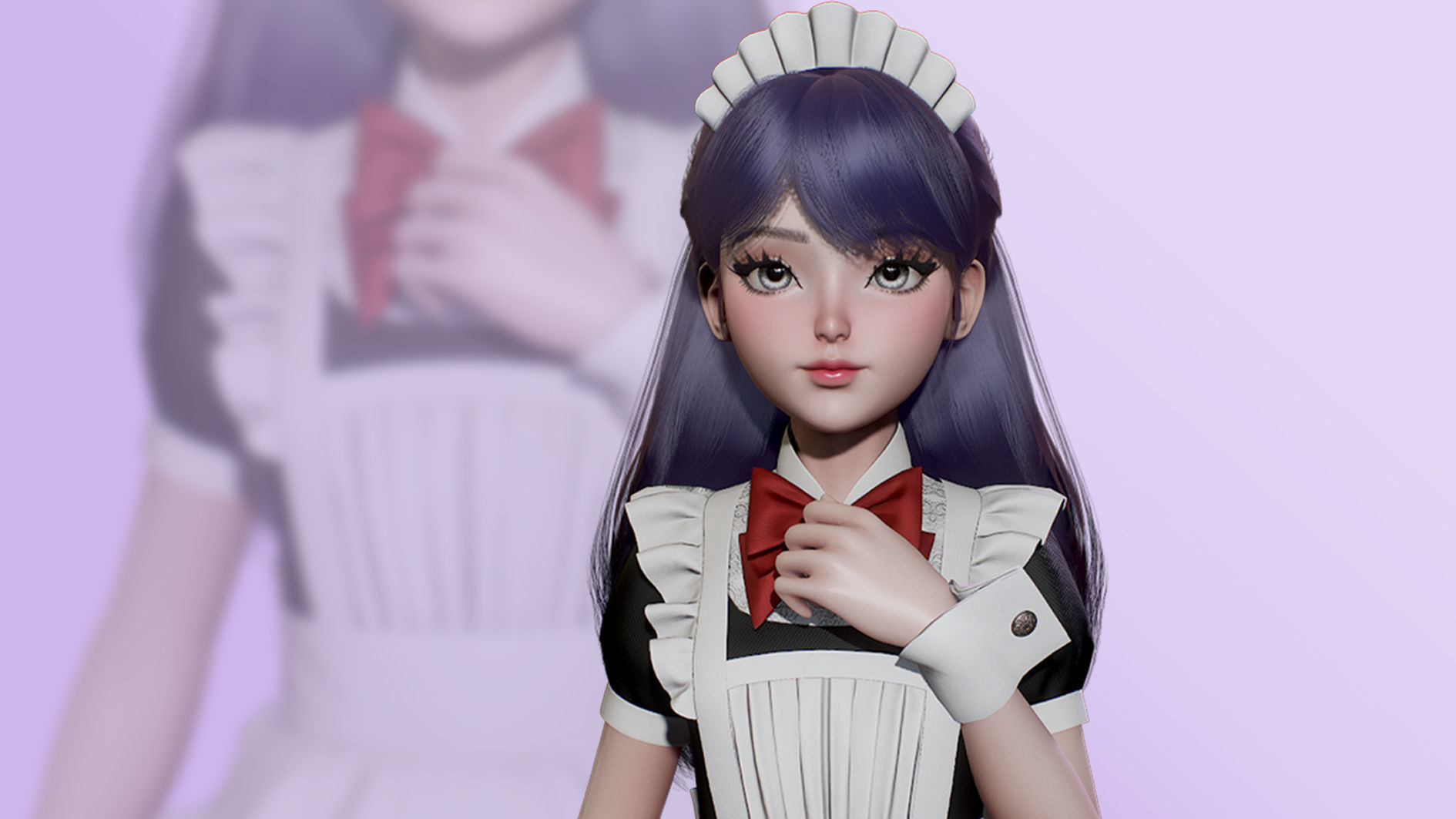 Cute Maid Low-poly 3D model_2