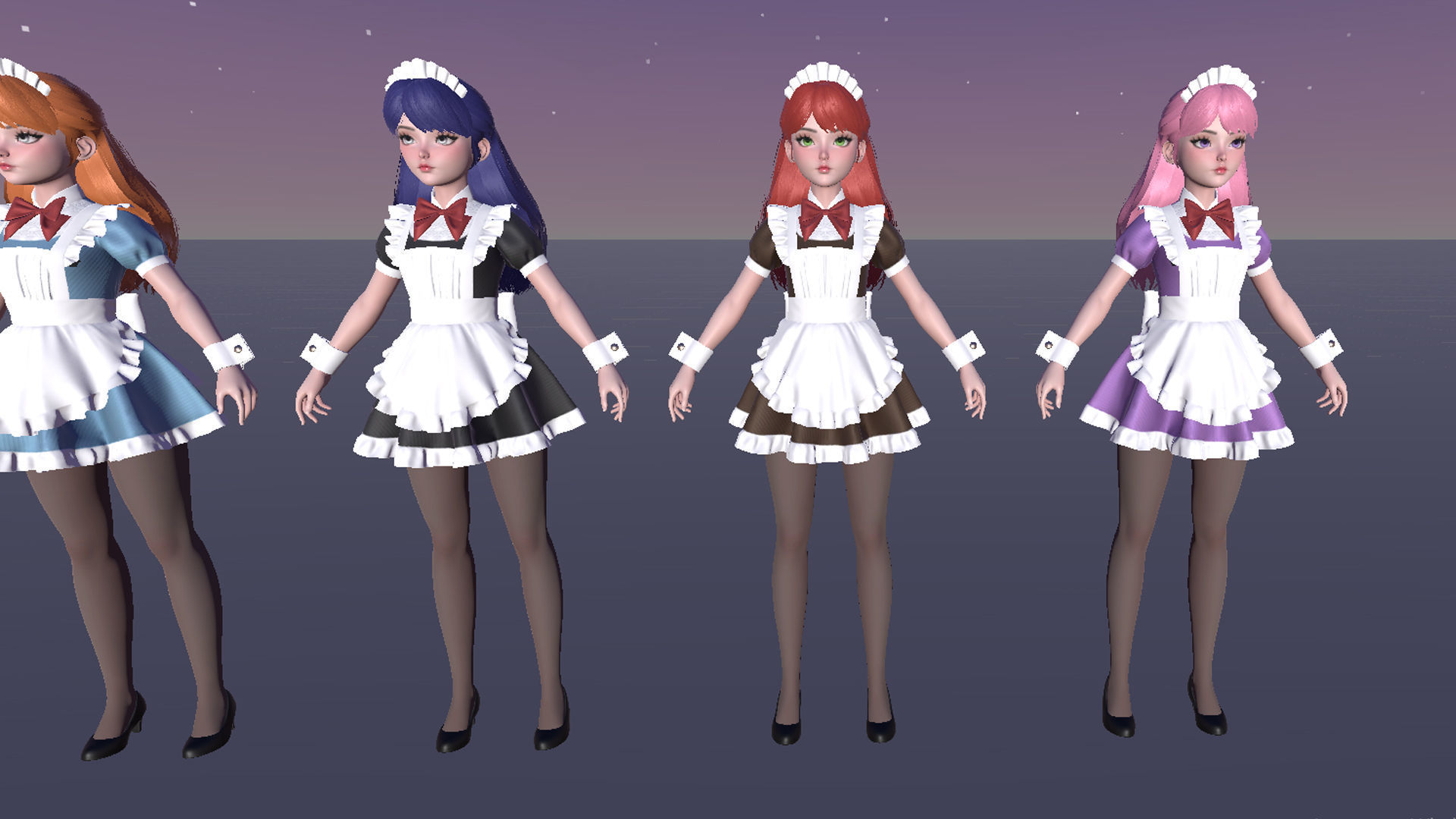 Cute Maid Low-poly 3D model_23