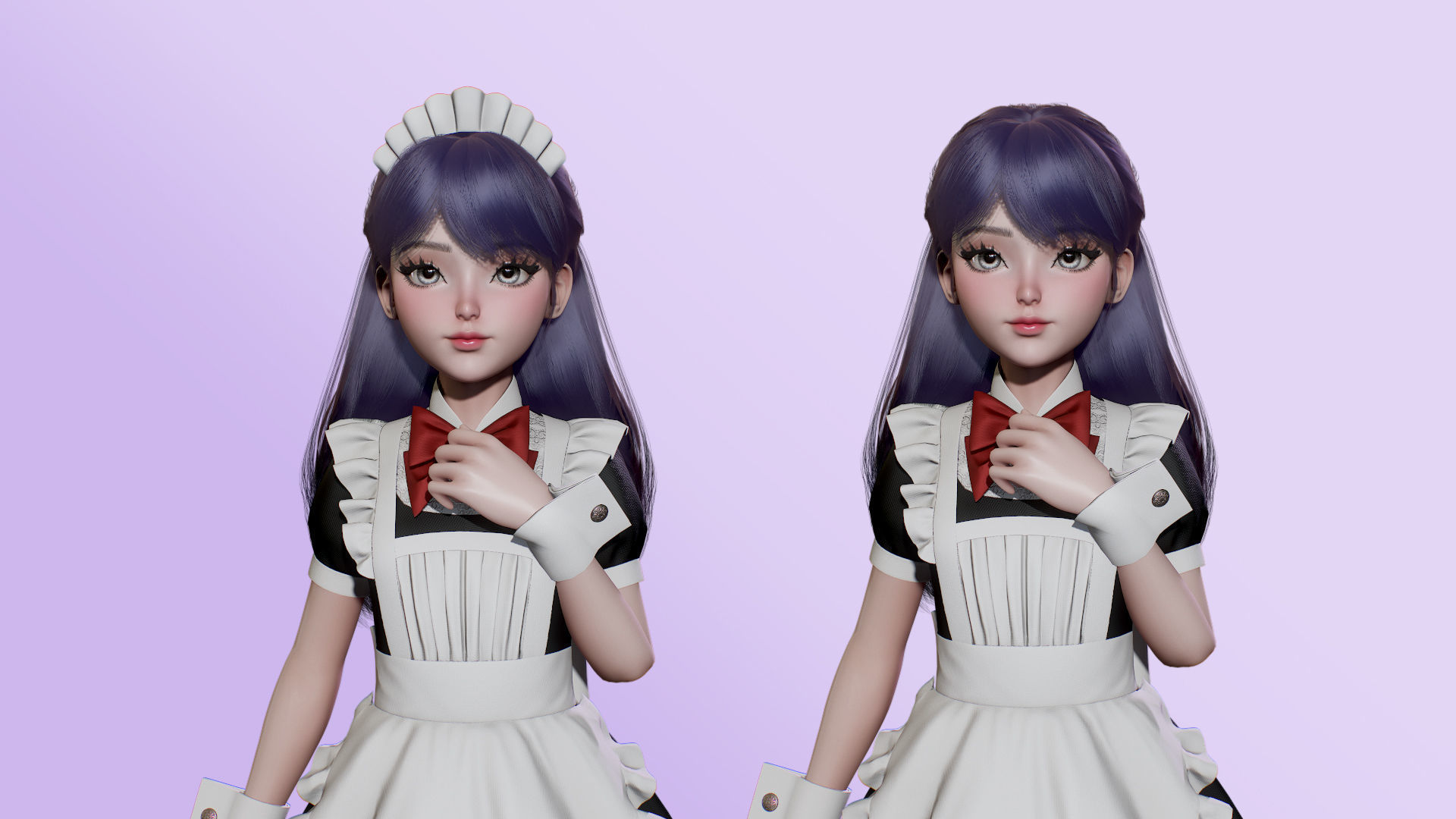 Cute Maid Low-poly 3D model_8