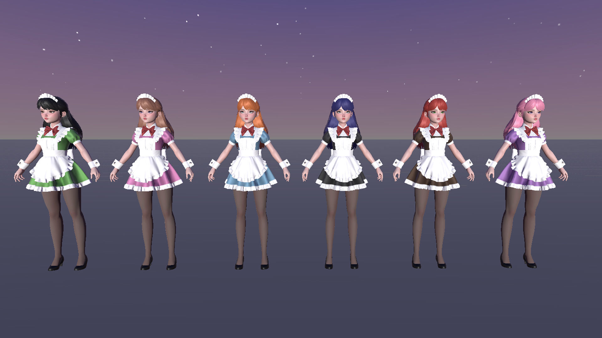 Cute Maid Low-poly 3D model_22
