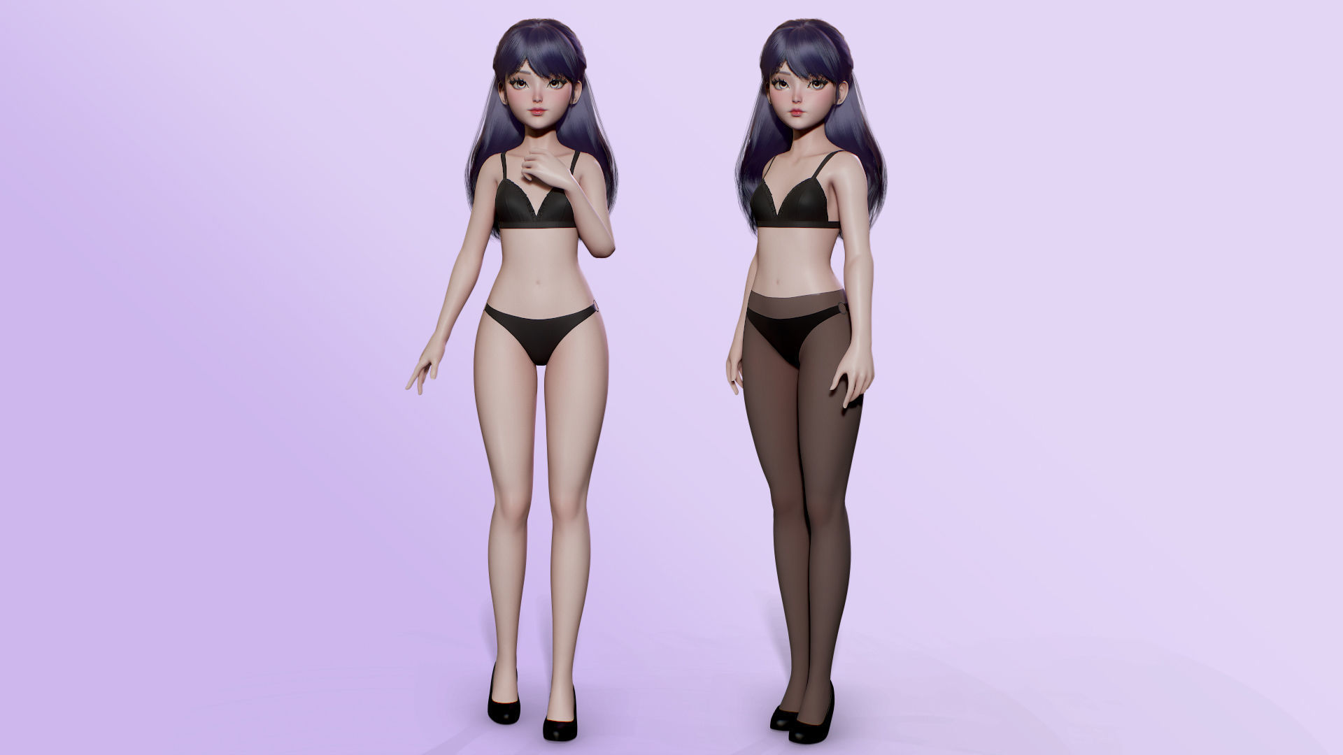 Cute Maid Low-poly 3D model_7