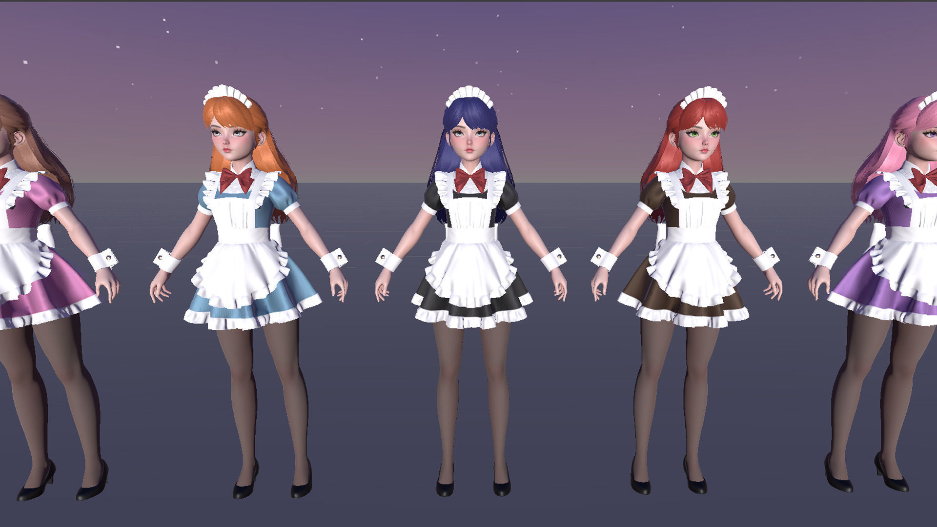 Cute Maid Low-poly 3D model_21