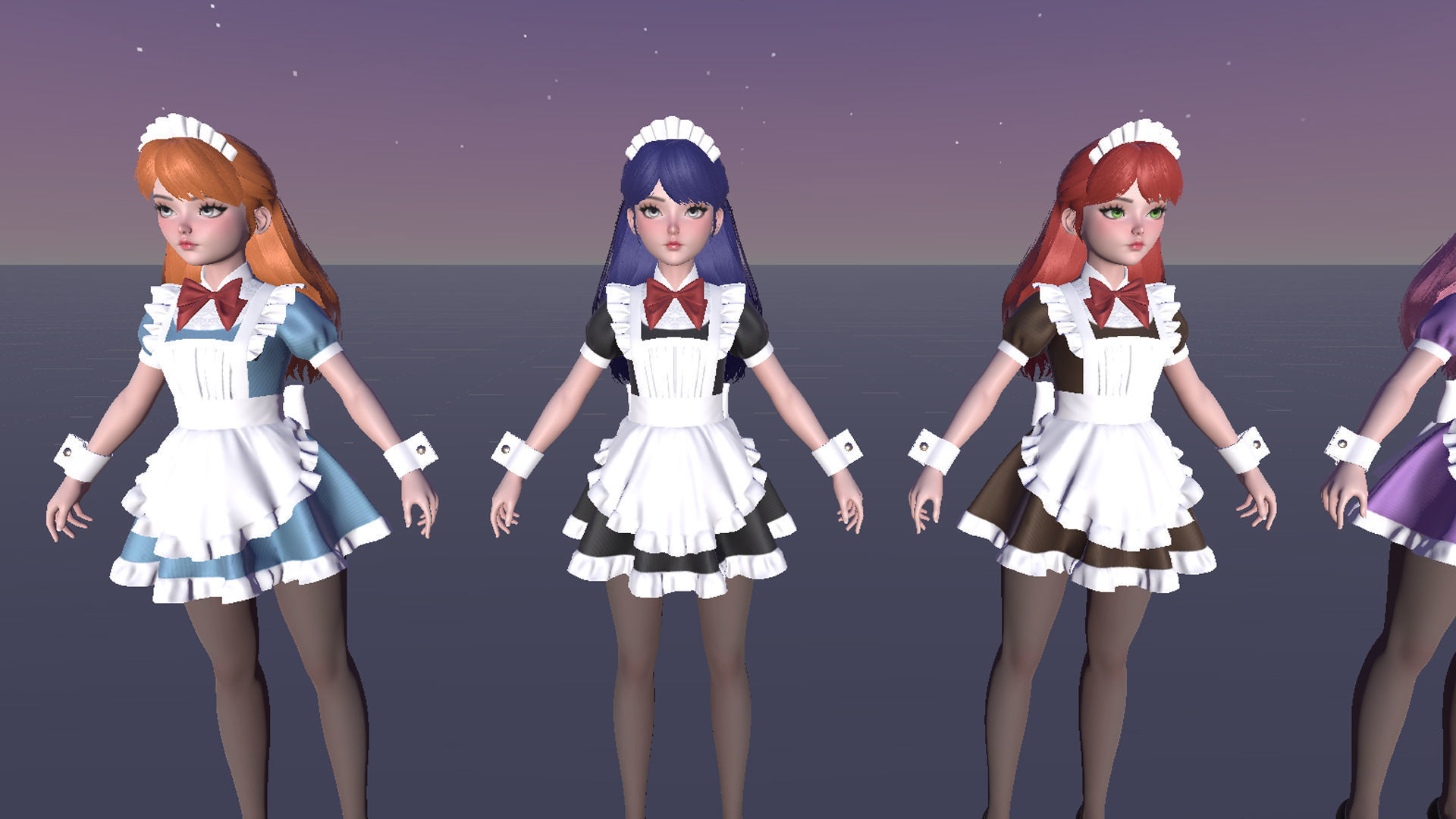 Cute Maid Low-poly 3D model_20