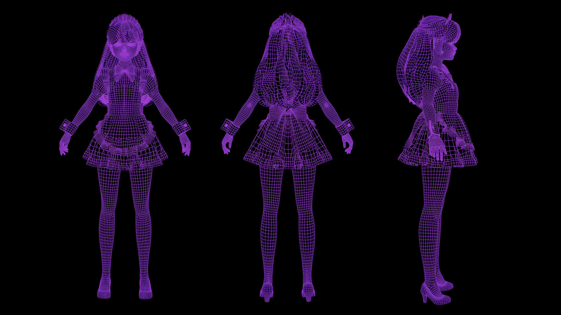 Cute Maid Low-poly 3D model_14