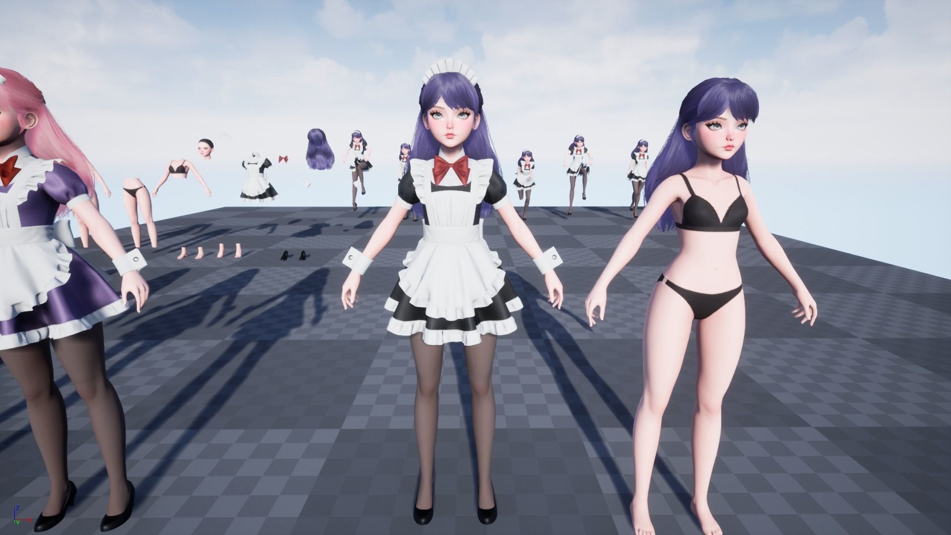 Cute Maid Low-poly 3D model_15