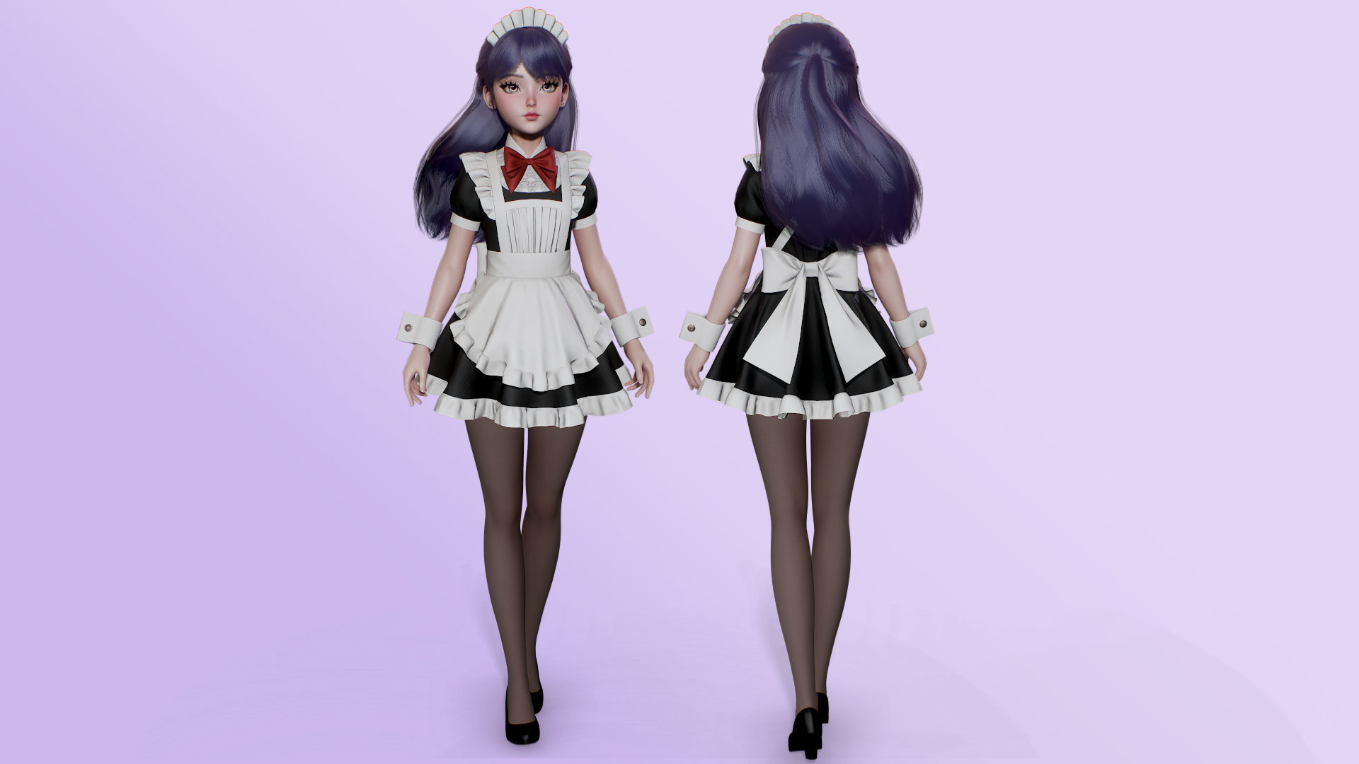 Cute Maid Low-poly 3D model_6