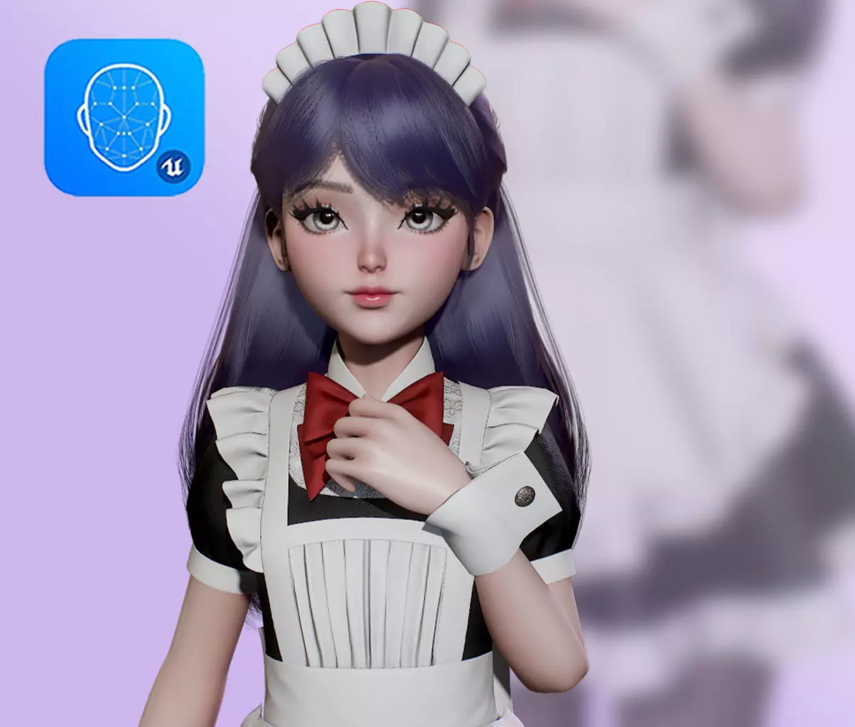 Cute Maid Low-poly 3D model_0