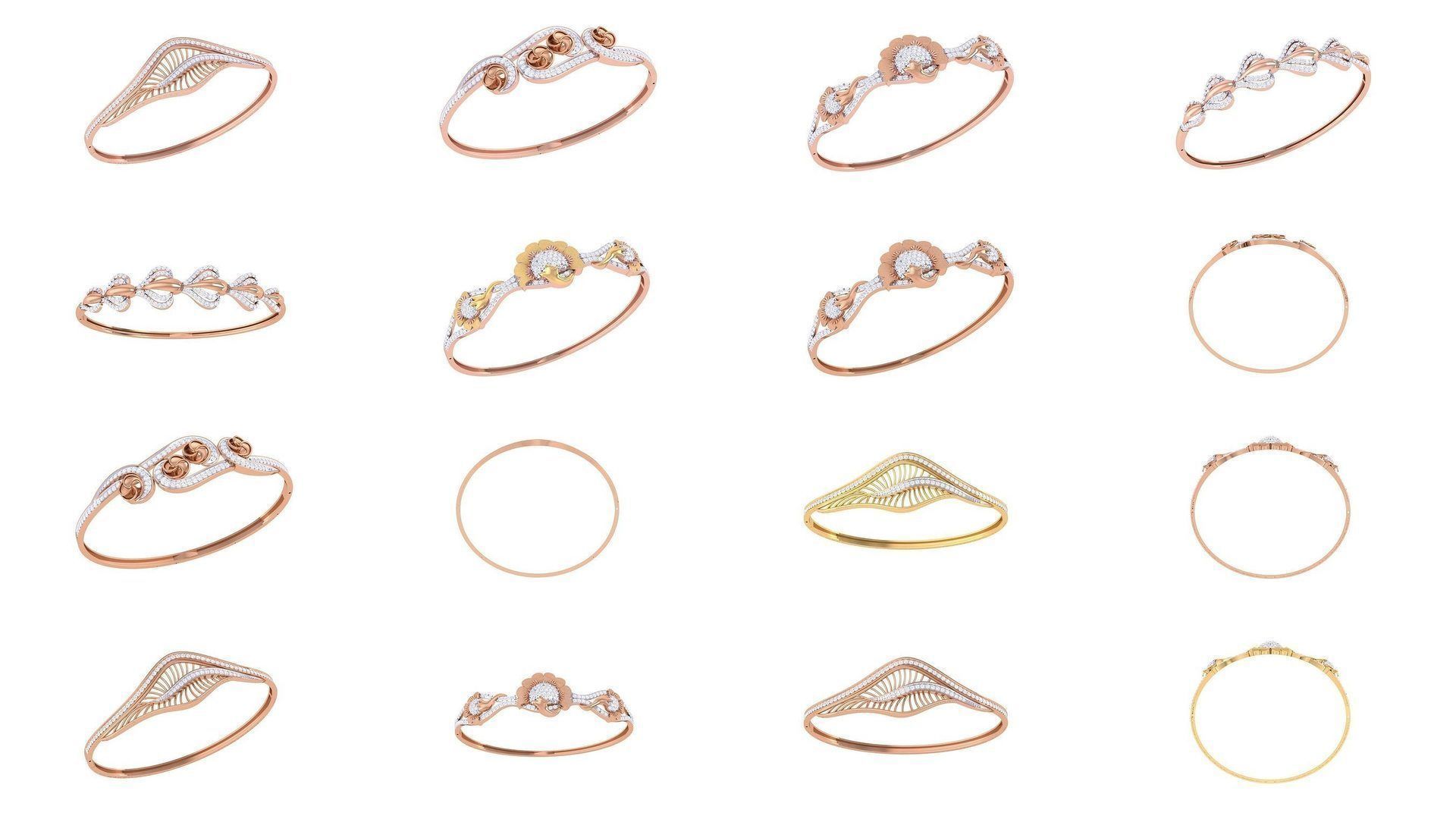 20 Women Light wt Diamond Bracelet 3dm renders  3D Model Collection_1