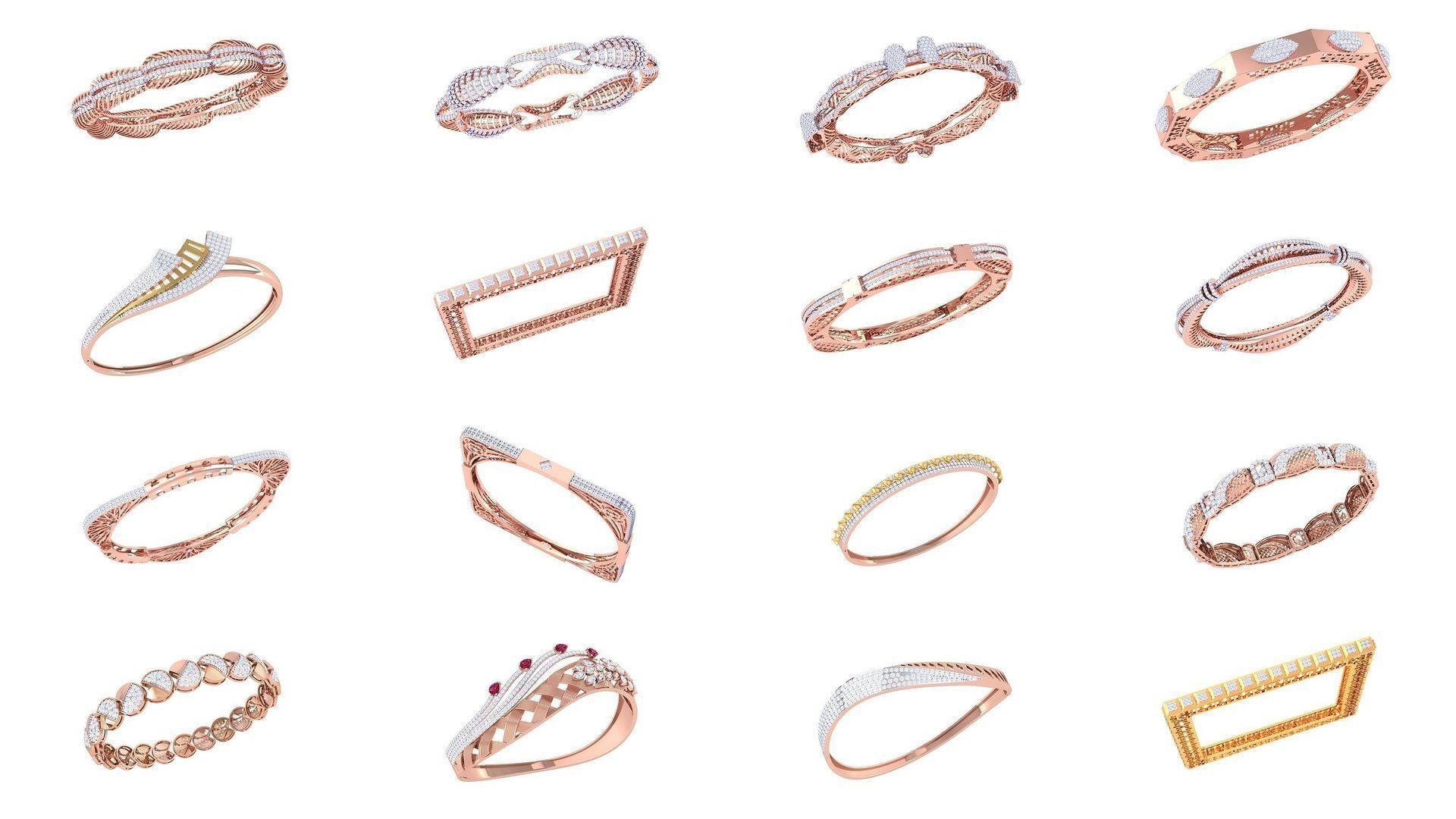 31 High Jewelry Italian Diamond Women Bracelets 3dm renders  3D Model Collection_1