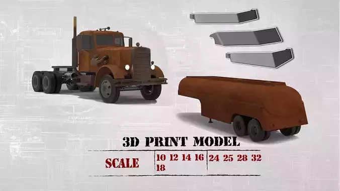 Fuel Tanker and  Truck 281 from the movie Duel 3D Model Collection