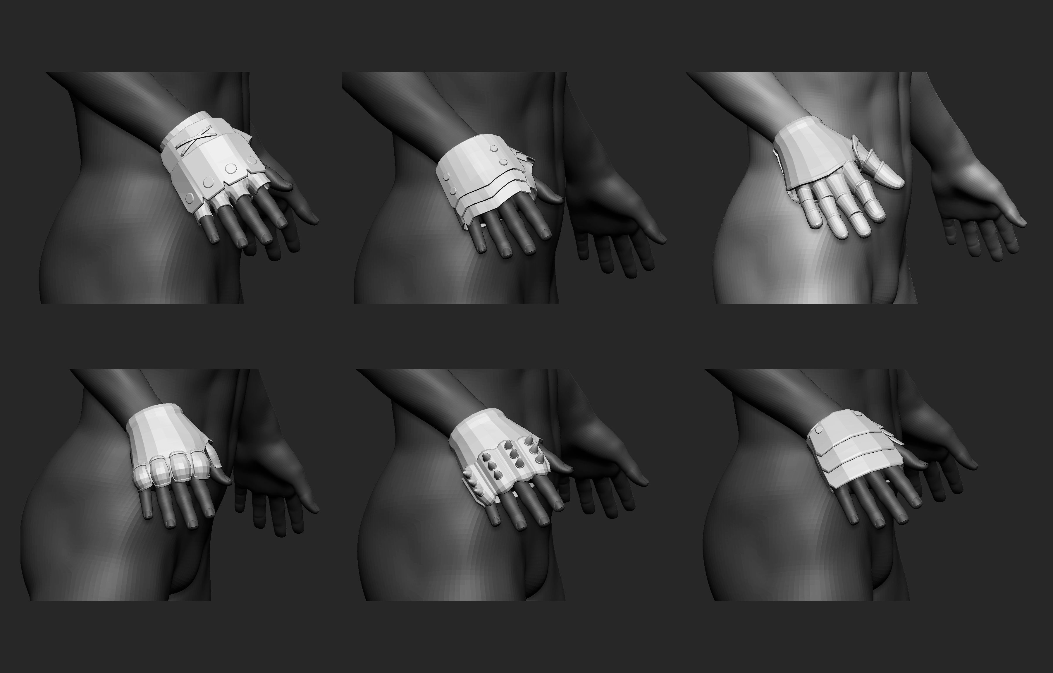 55 Low poly medieval fantasy arm bracers armor IMM set 3D model_19