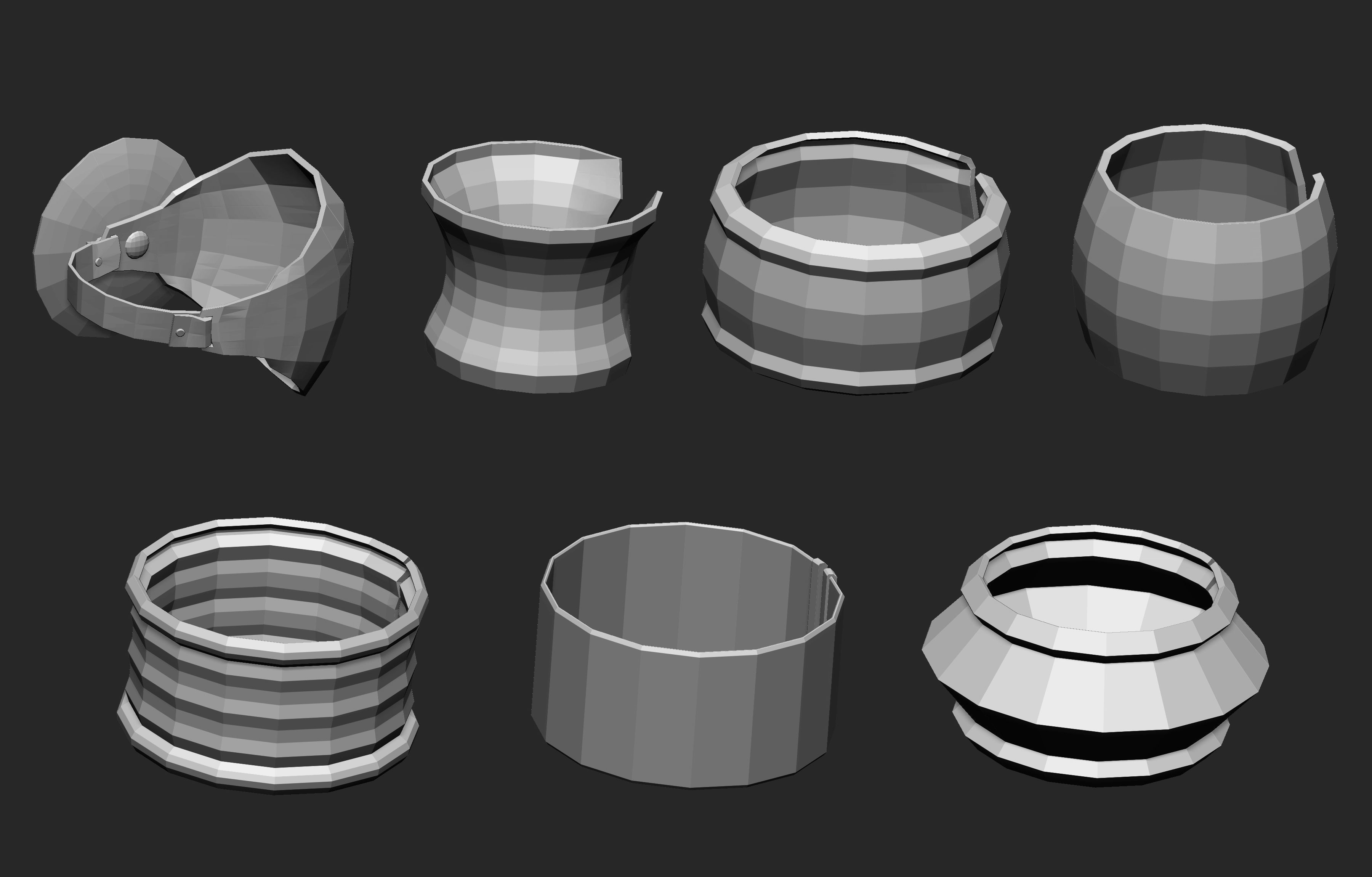 55 Low poly medieval fantasy arm bracers armor IMM set 3D model_5