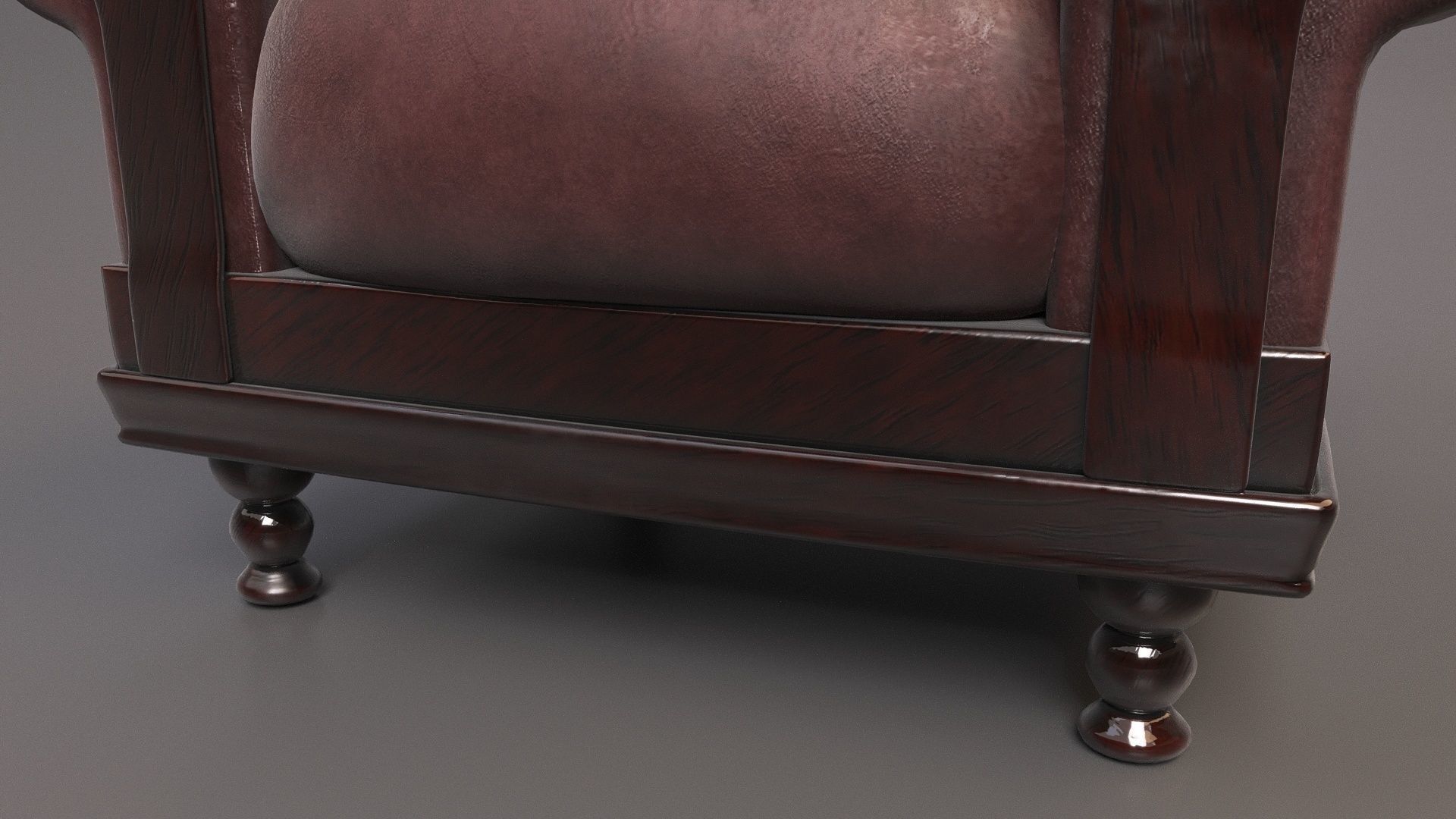 Leather Fancy Vintage Arm Chair Couch 3D model_6