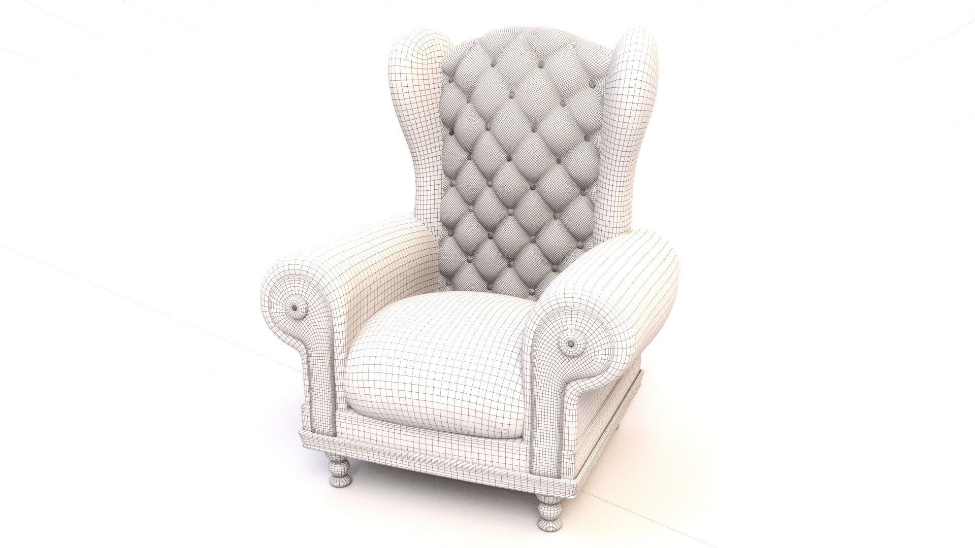 Leather Fancy Vintage Arm Chair Couch 3D model_7