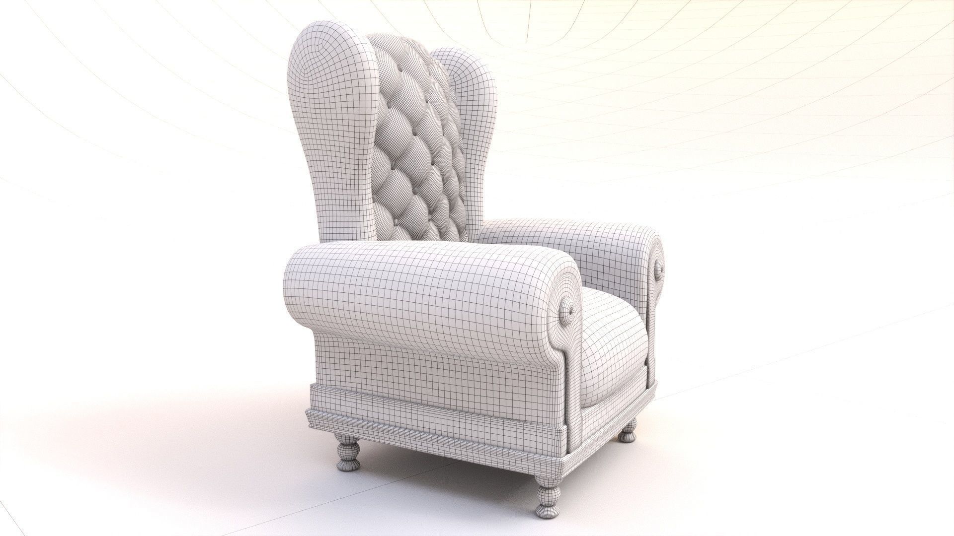 Leather Fancy Vintage Arm Chair Couch 3D model_8