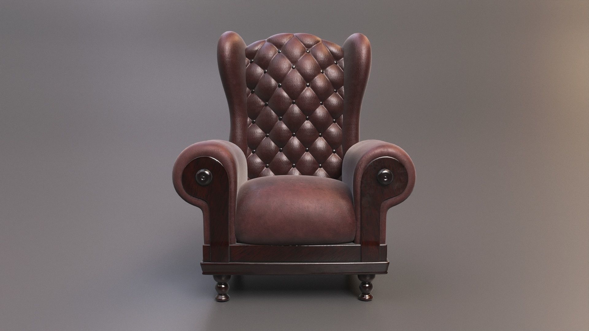 Leather Fancy Vintage Arm Chair Couch 3D model_1