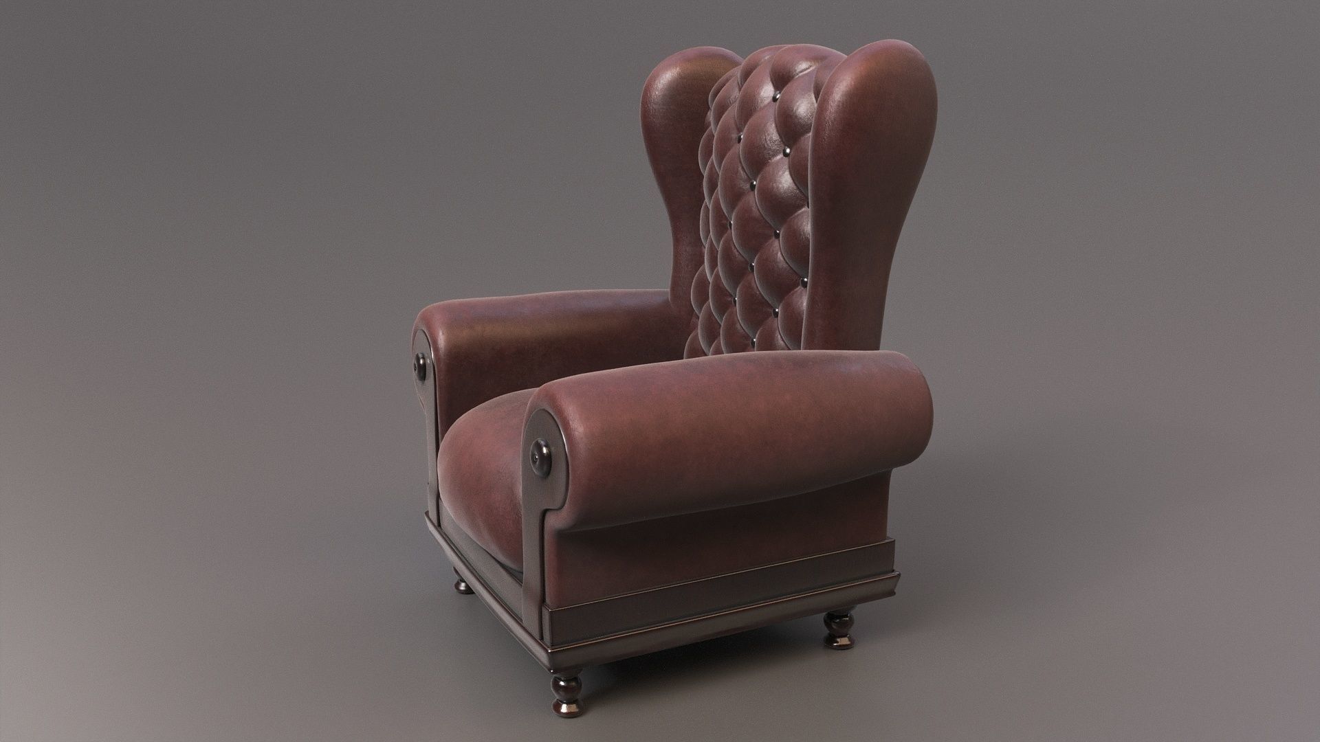 Leather Fancy Vintage Arm Chair Couch 3D model_3