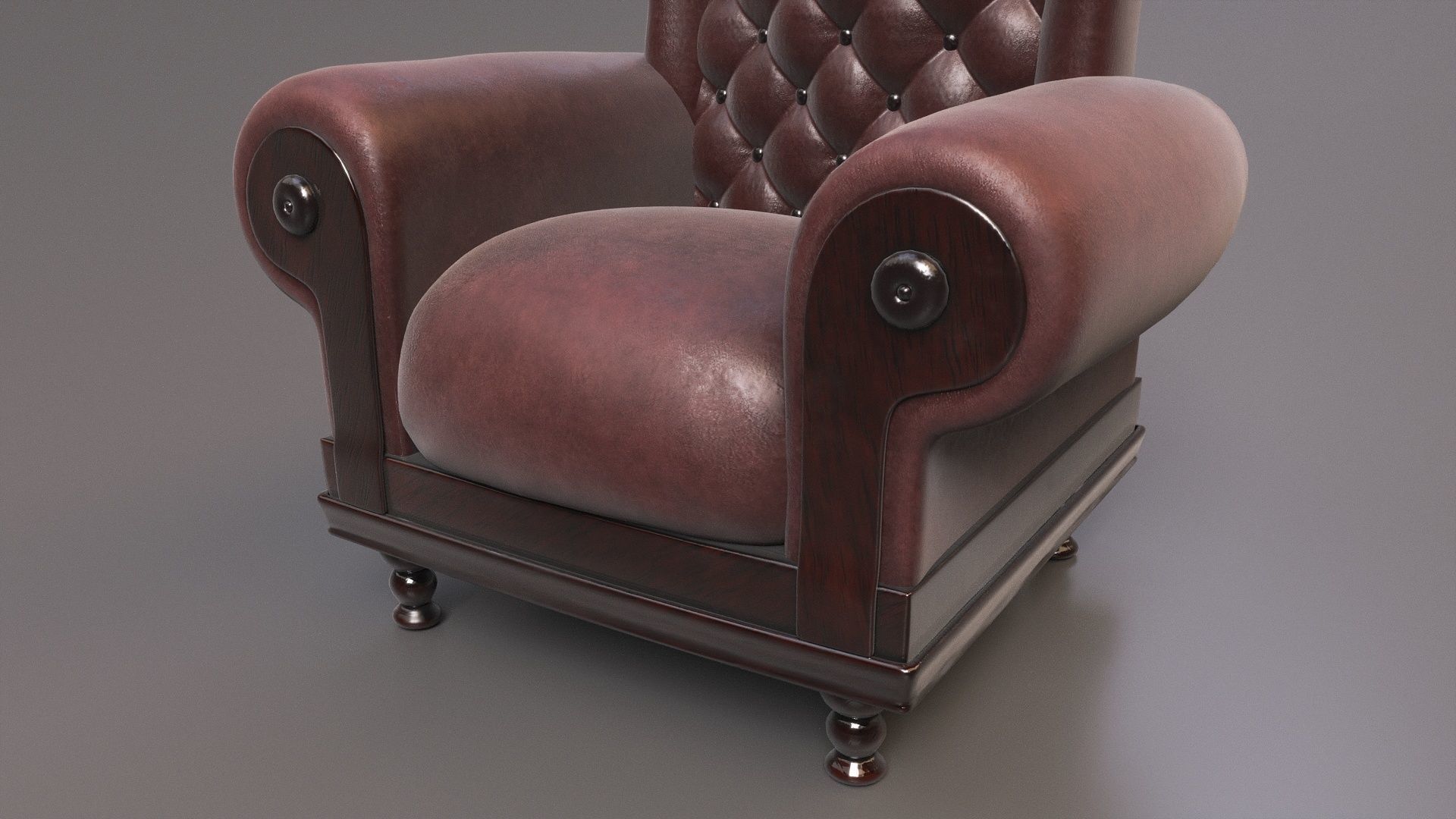 Leather Fancy Vintage Arm Chair Couch 3D model_5