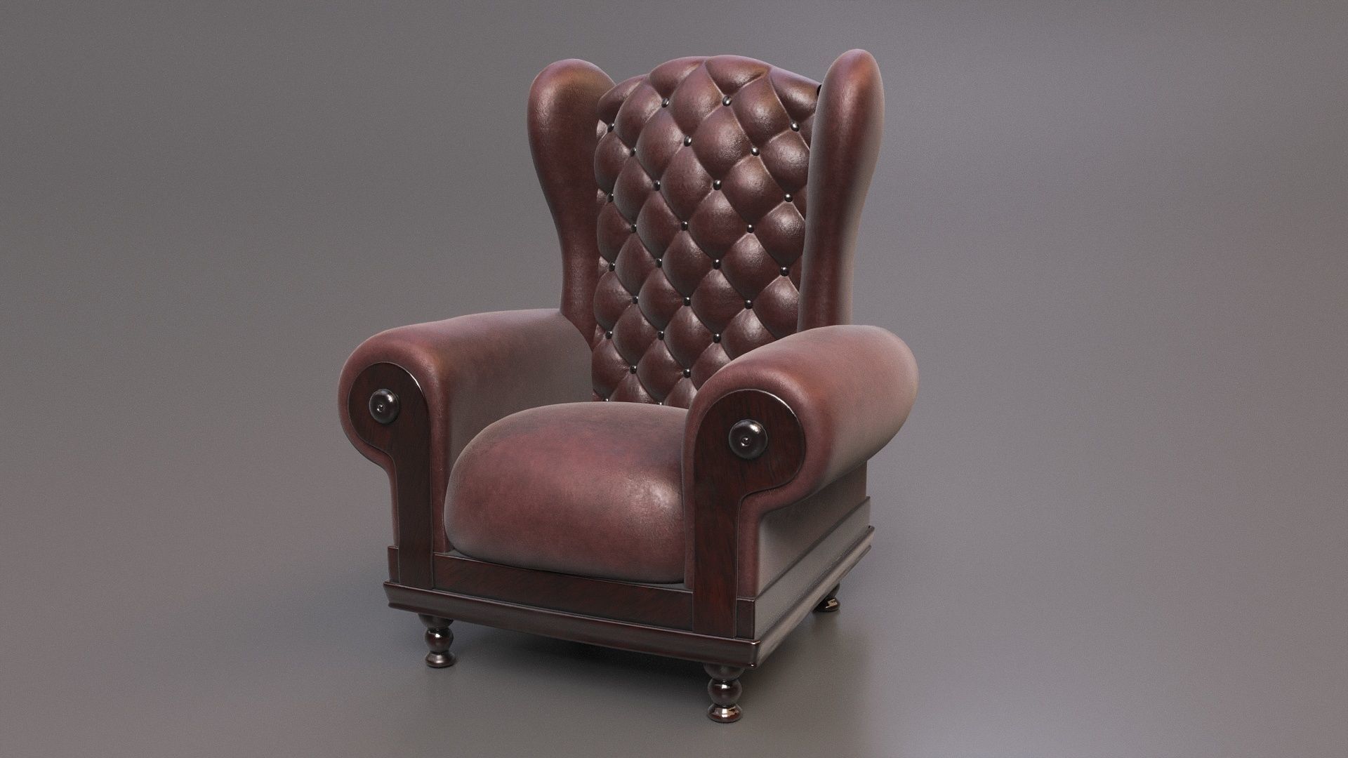 Leather Fancy Vintage Arm Chair Couch 3D model_2