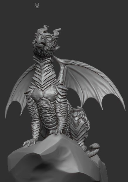 Little forest dragon met a firefly 3D model_2