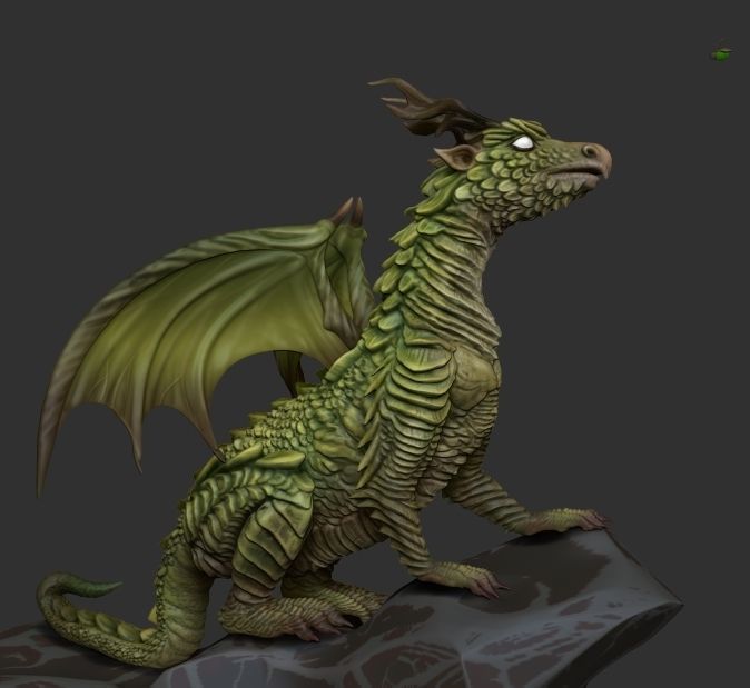 Little forest dragon met a firefly 3D model_8