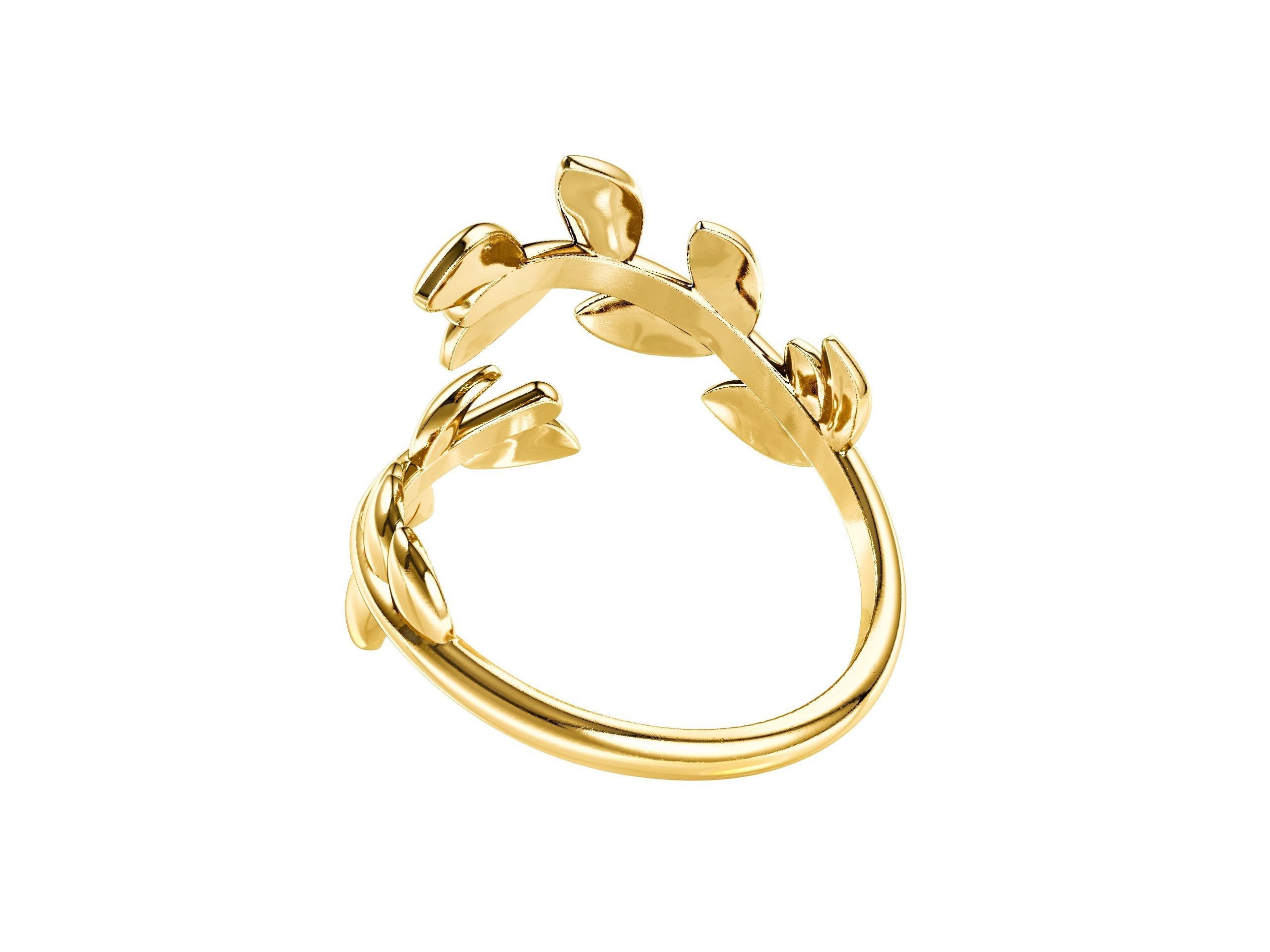 Olive Leaf Ring 3D print model_2