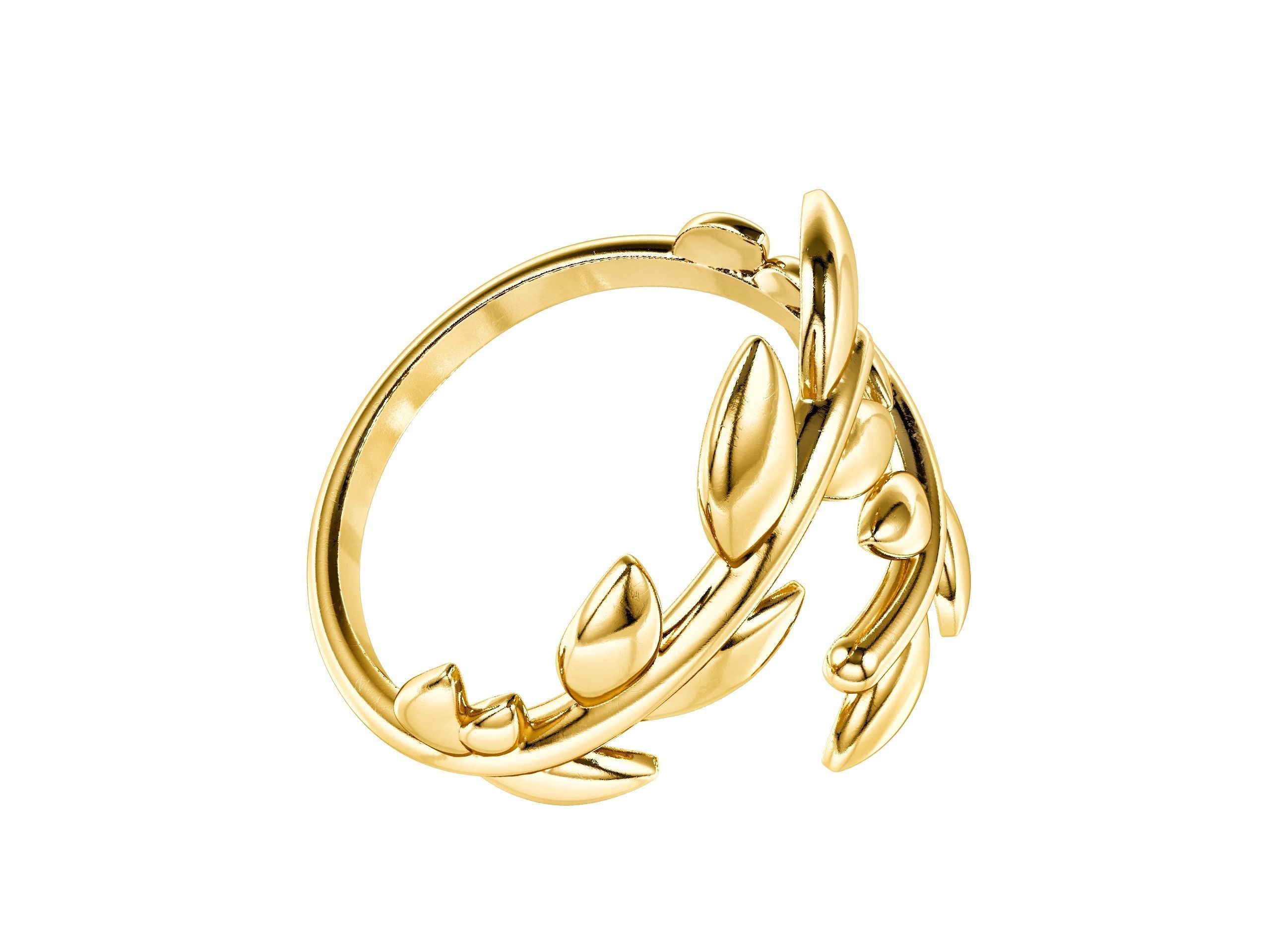 Olive Leaf Ring 3D print model_3