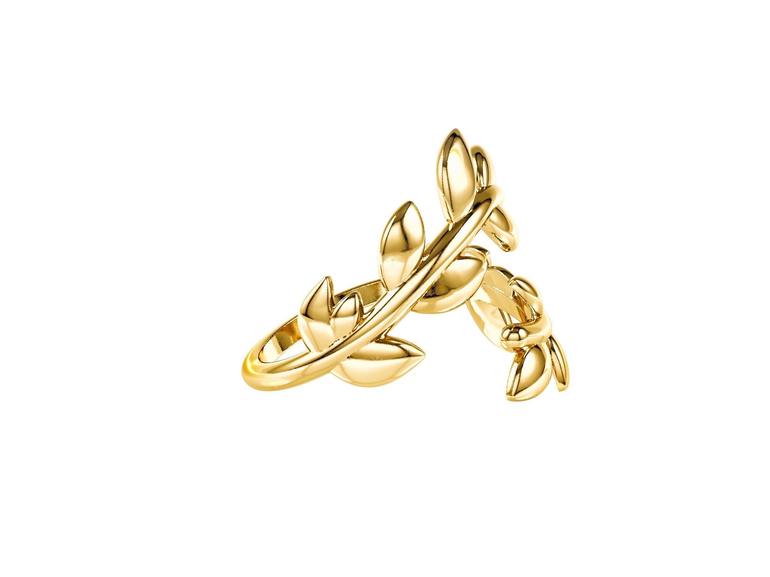 Olive Leaf Ring 3D print model_1